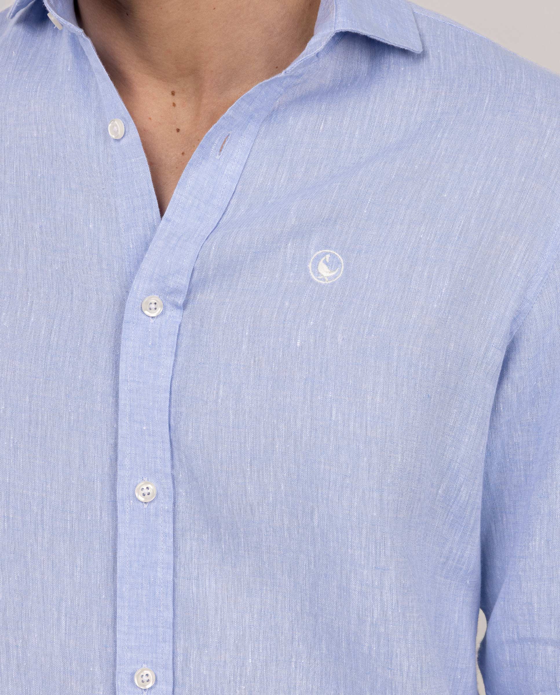 Camisa de Linho Às Riscas Bengal Azul-celeste-4