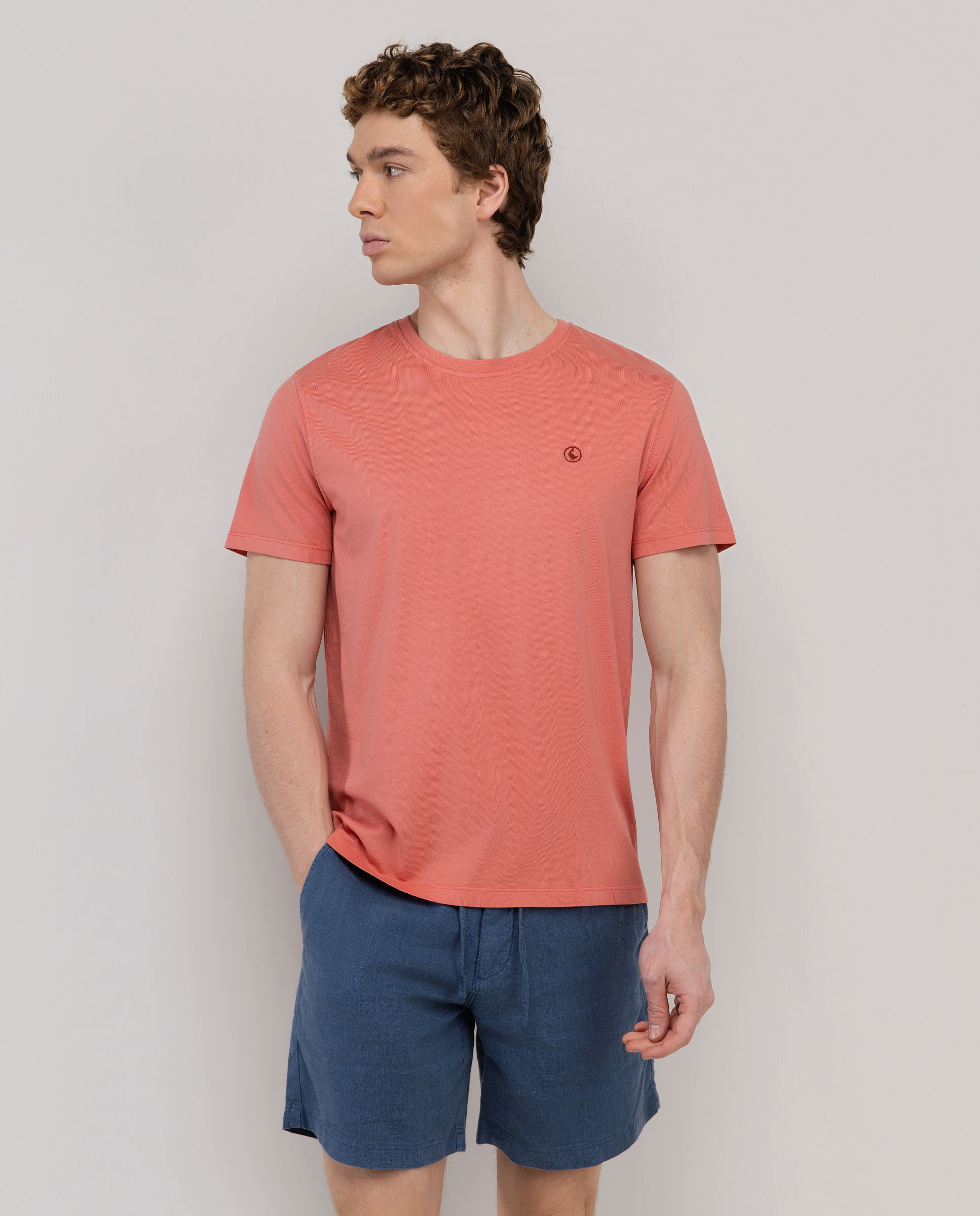 T-shirt Básica Garment Dyed Vermelho-1