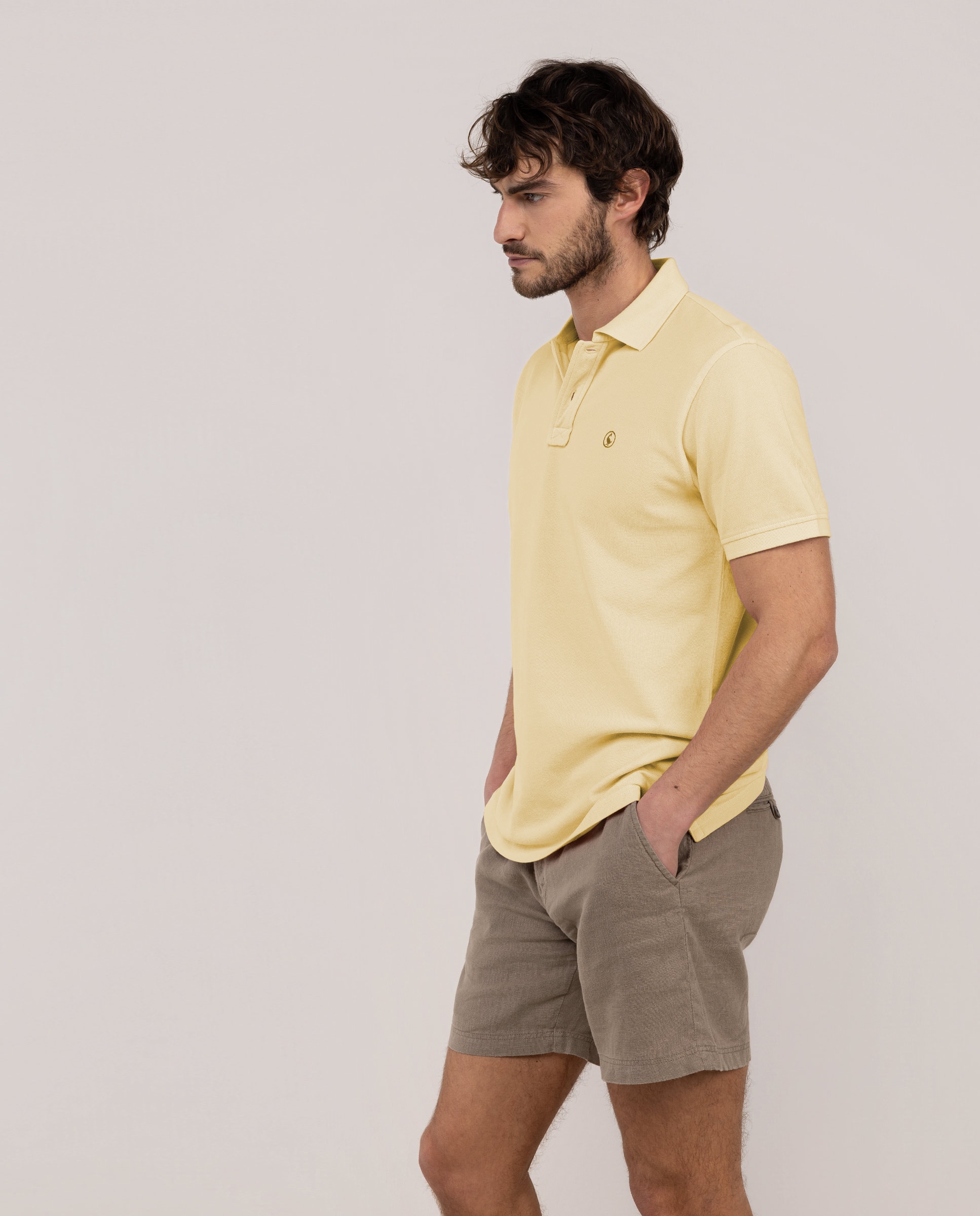 Polo Piqué Tinte Garment Dyed Amarelo-3
