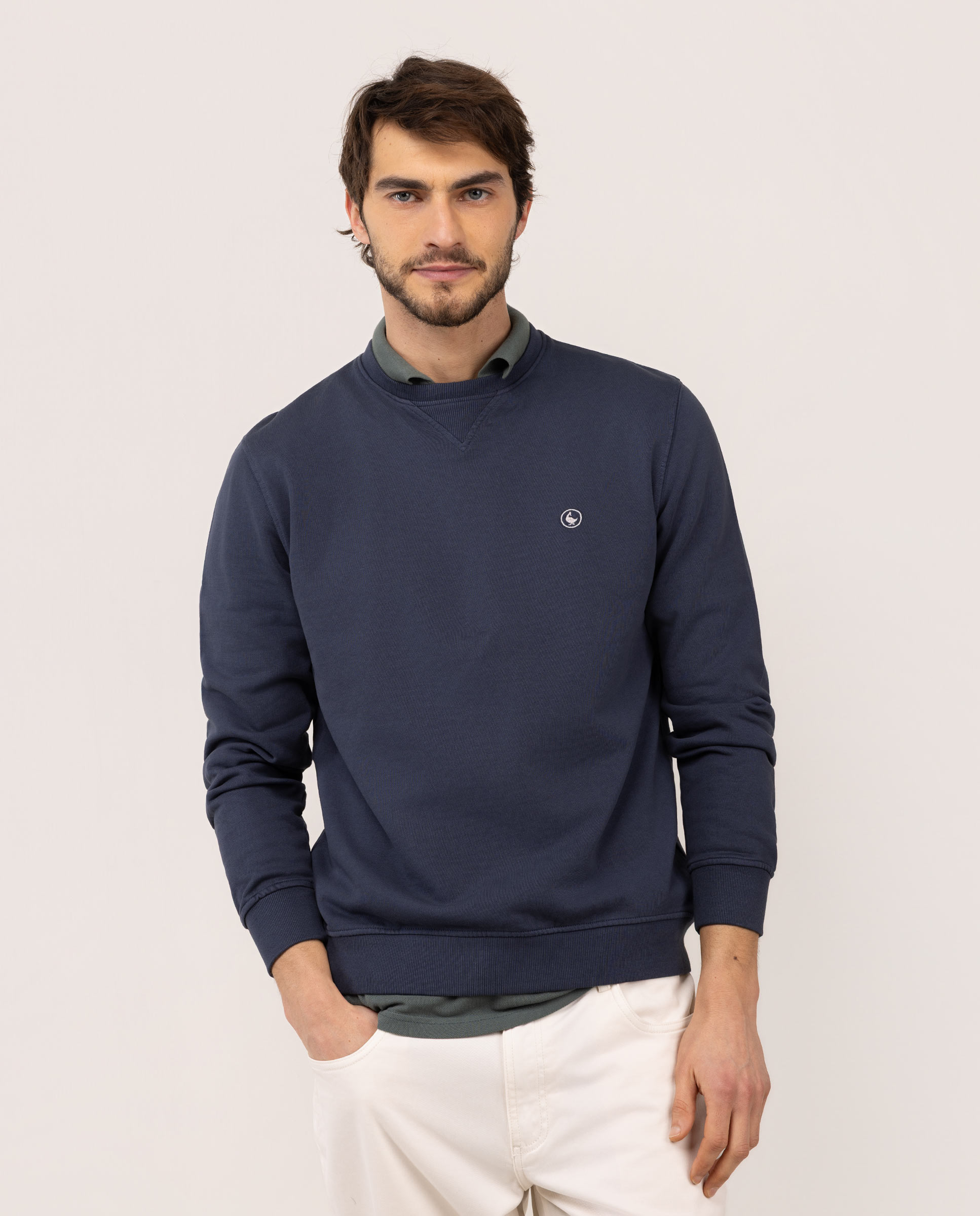 Sweat com Gola Redonda Lisa Azul-marinho-1
