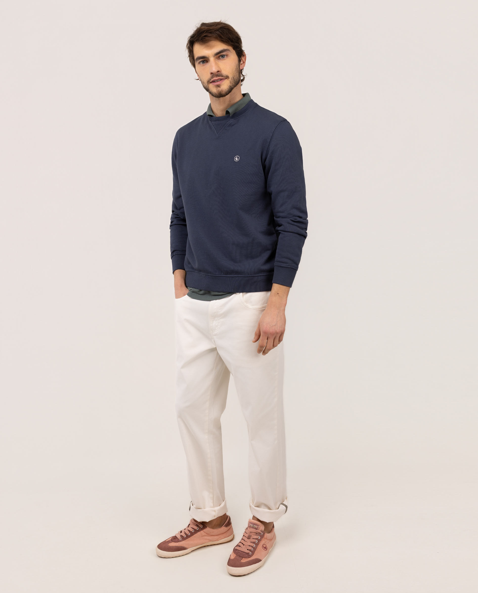Sweat com Gola Redonda Lisa Azul-marinho-2
