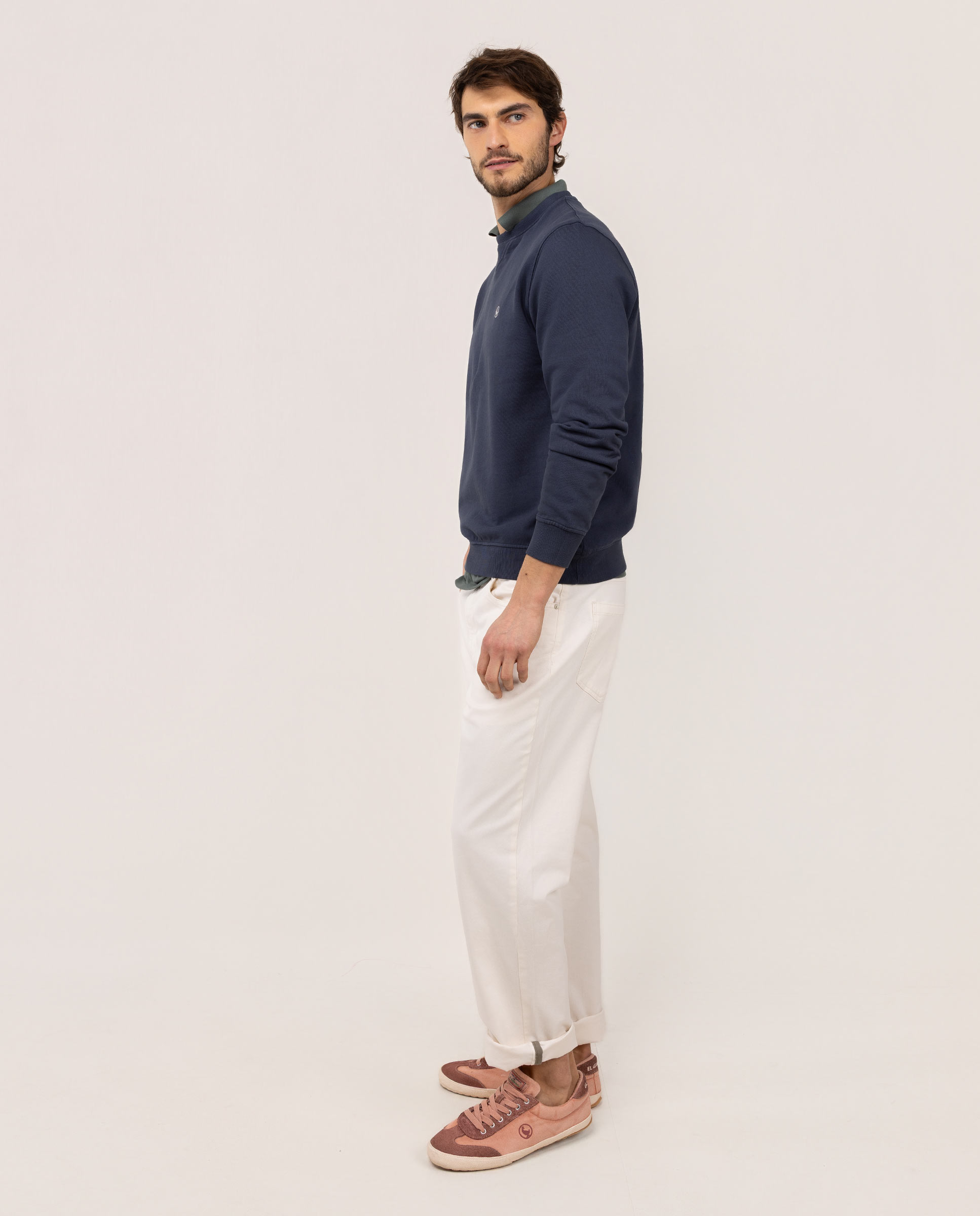 Sweat com Gola Redonda Lisa Azul-marinho-3