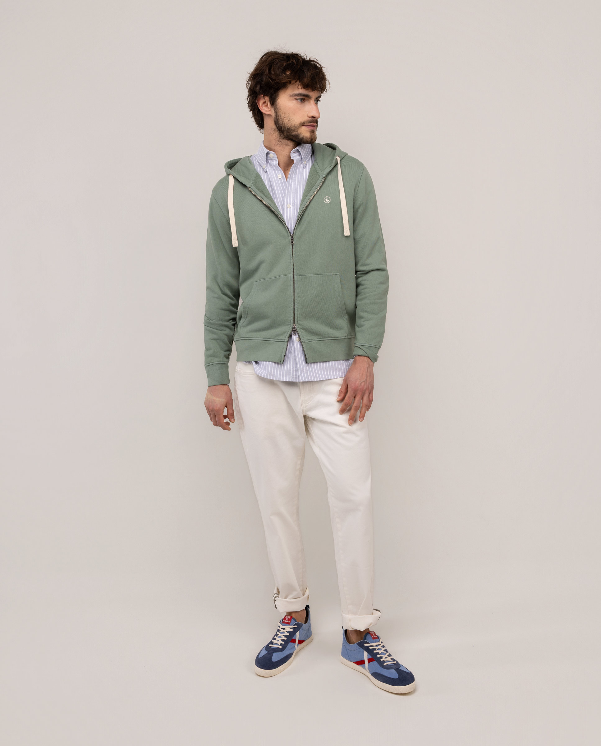 Sweatshirt com Fecho Zip Verde-2