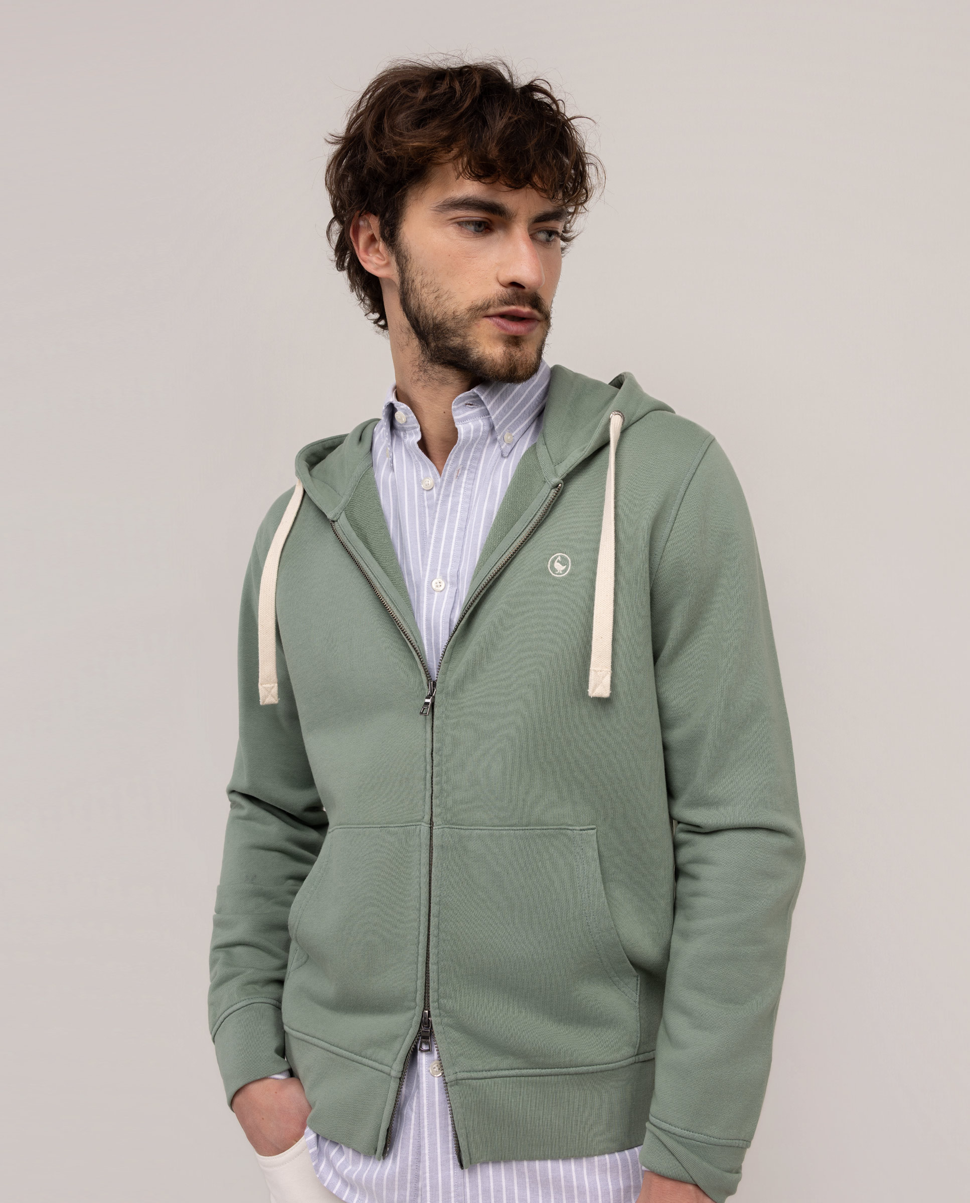 Sweatshirt com Fecho Zip Verde-4