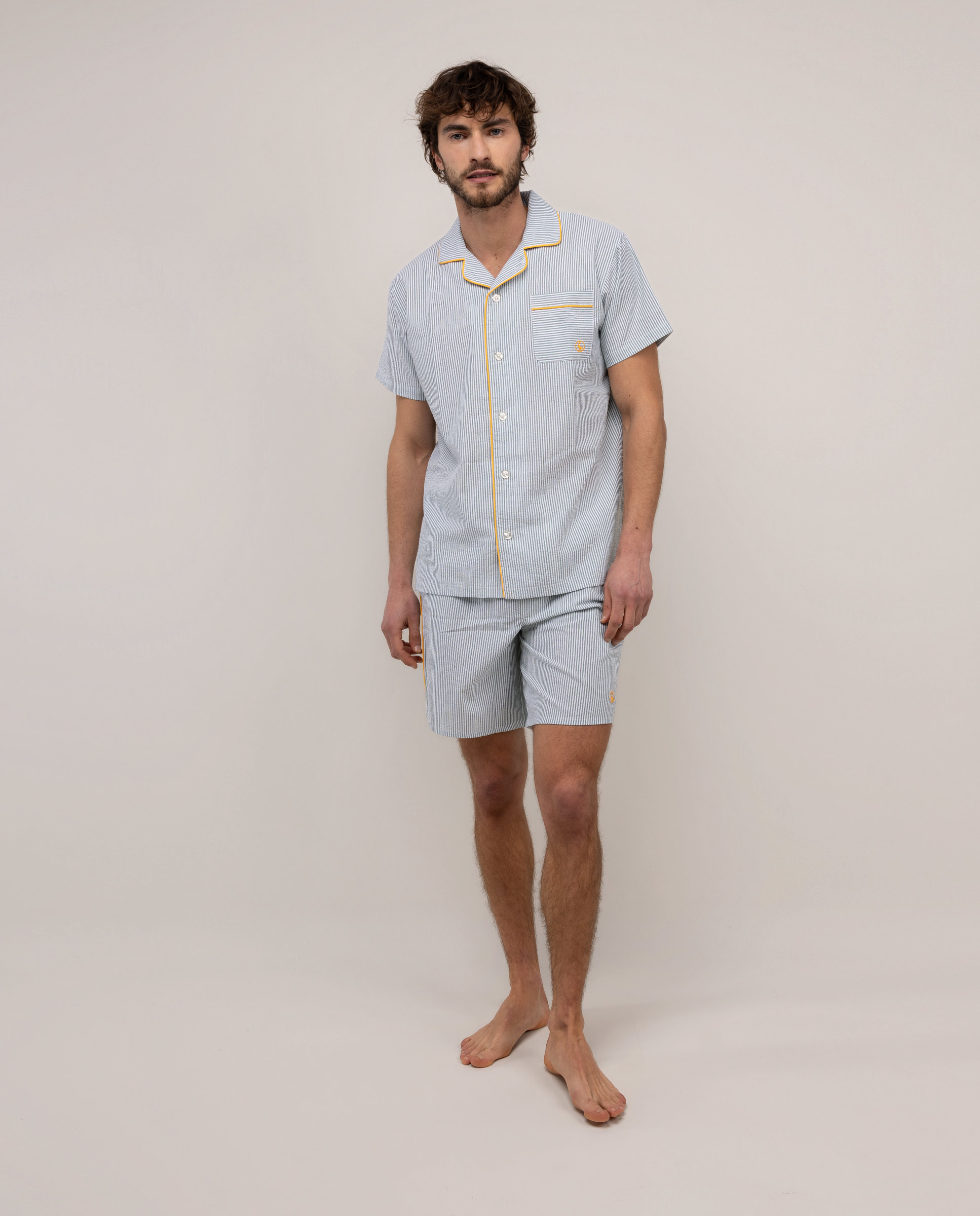 Pijama Às Riscas de Verão Verde-2