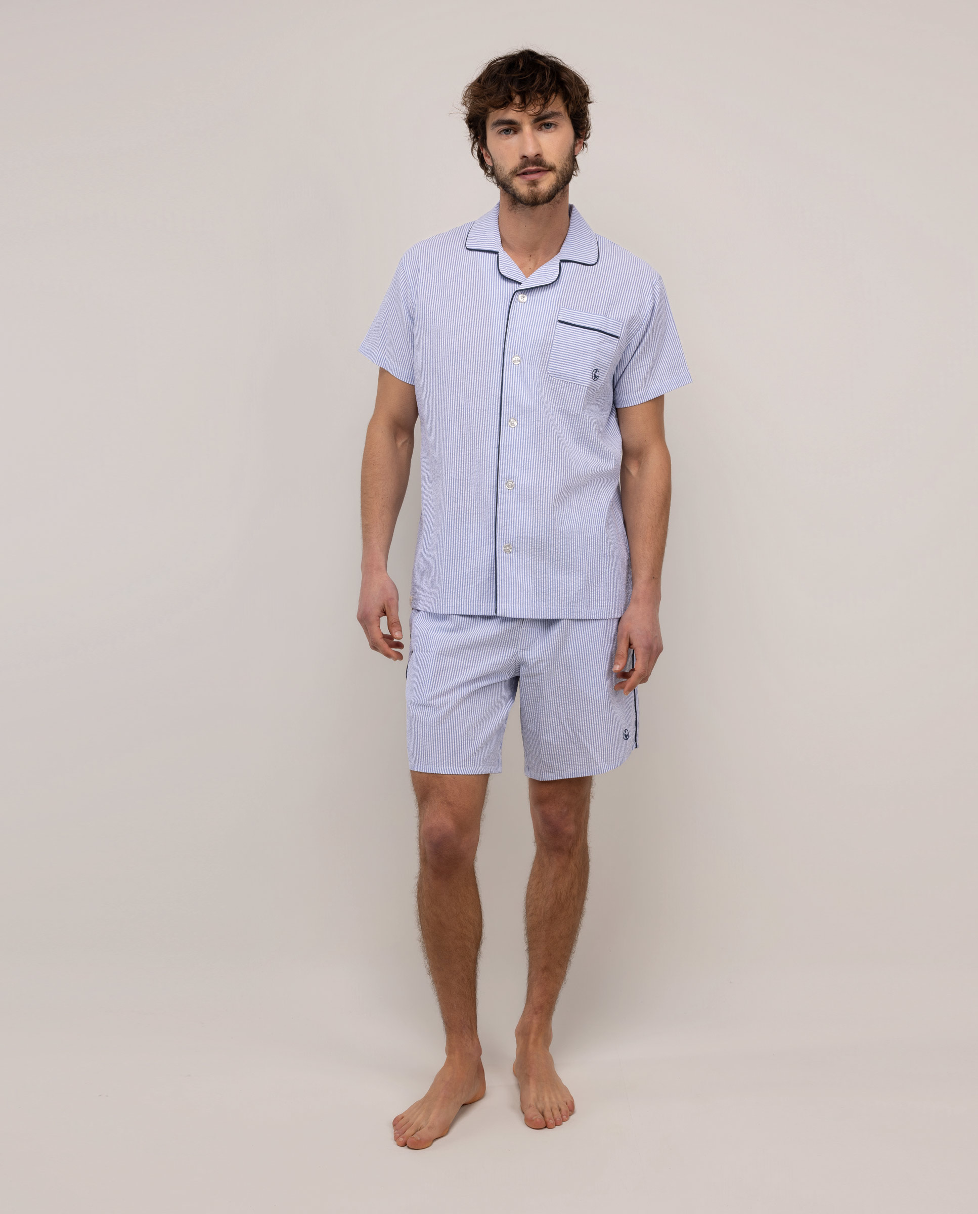 Pijama Às Riscas de Verão Azul-2