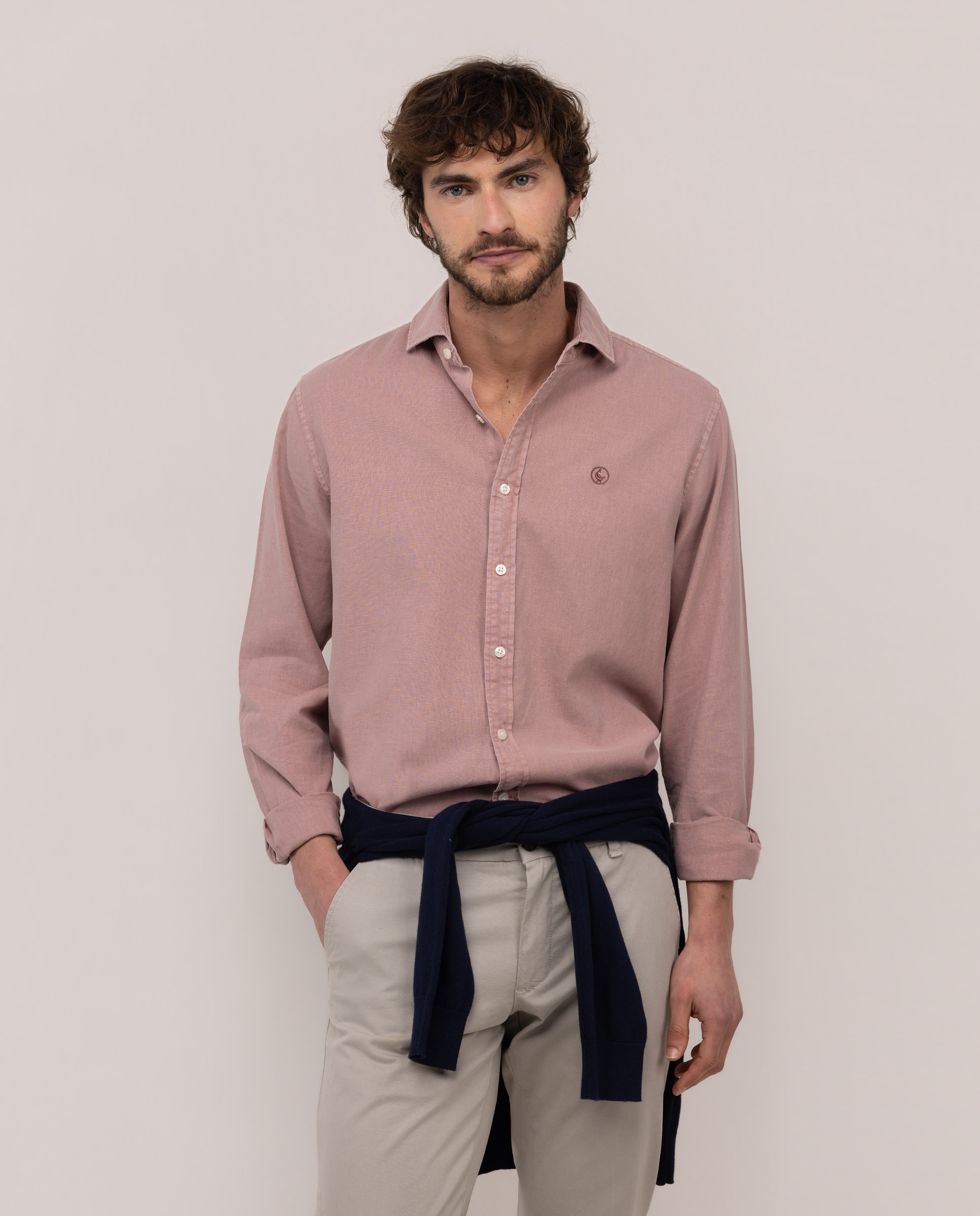 Imagem 0 de Camisa com Gola Italiana de Linho e Algodão