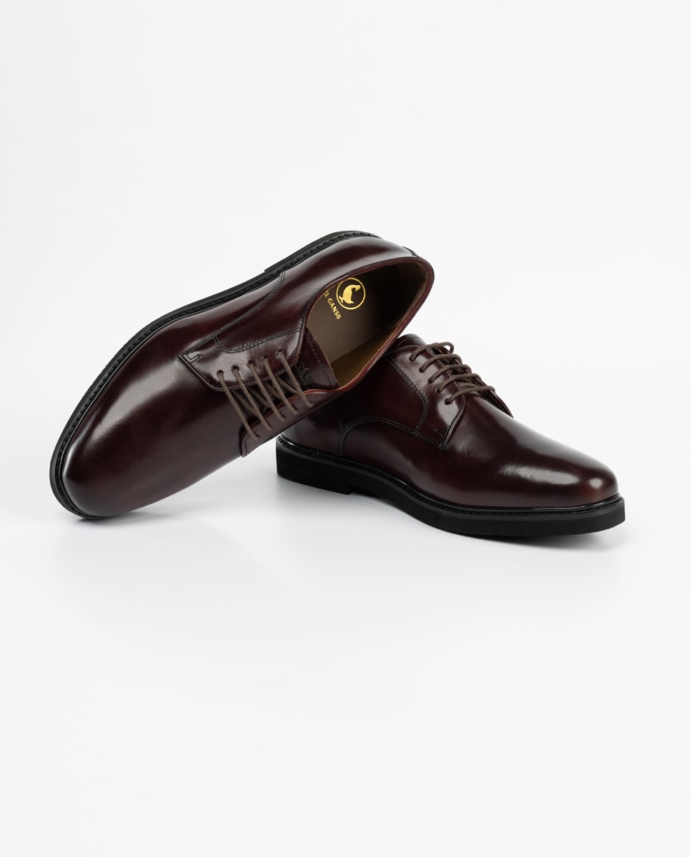 Sapatos de Pele com Atacadores Grená-3