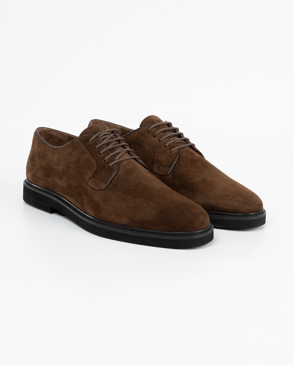 Sapatos de Camurça com Atacadores Castanho-2