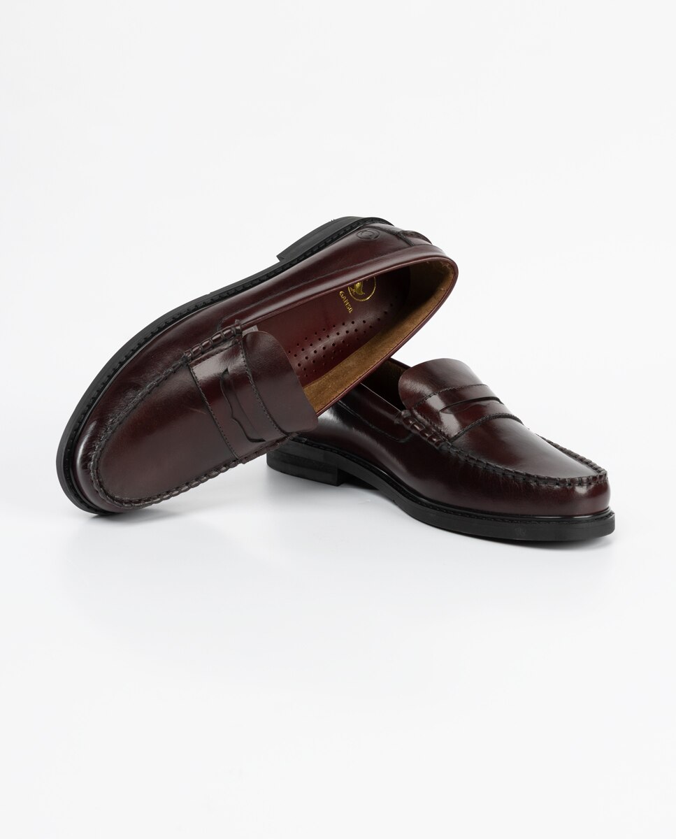 Mocassins de Pele Liso Grená-3