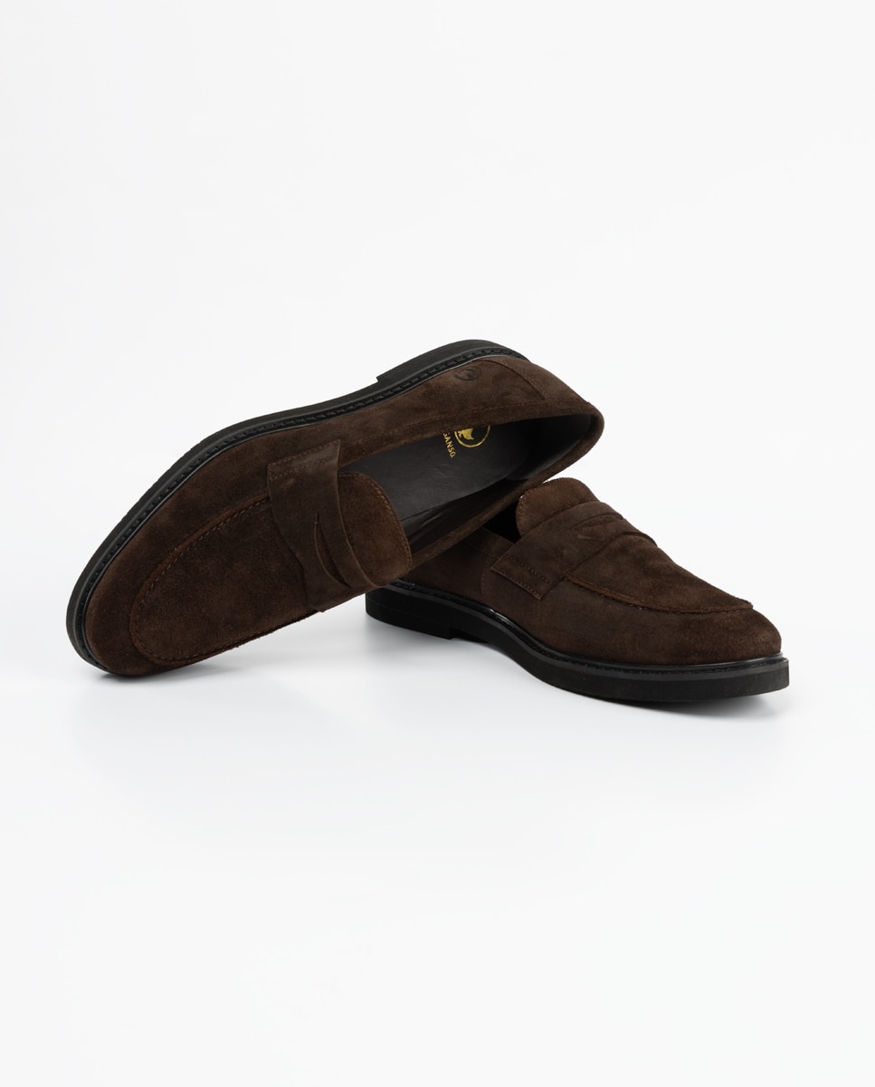 Mocassins de Camurça Lisa Castanho-3