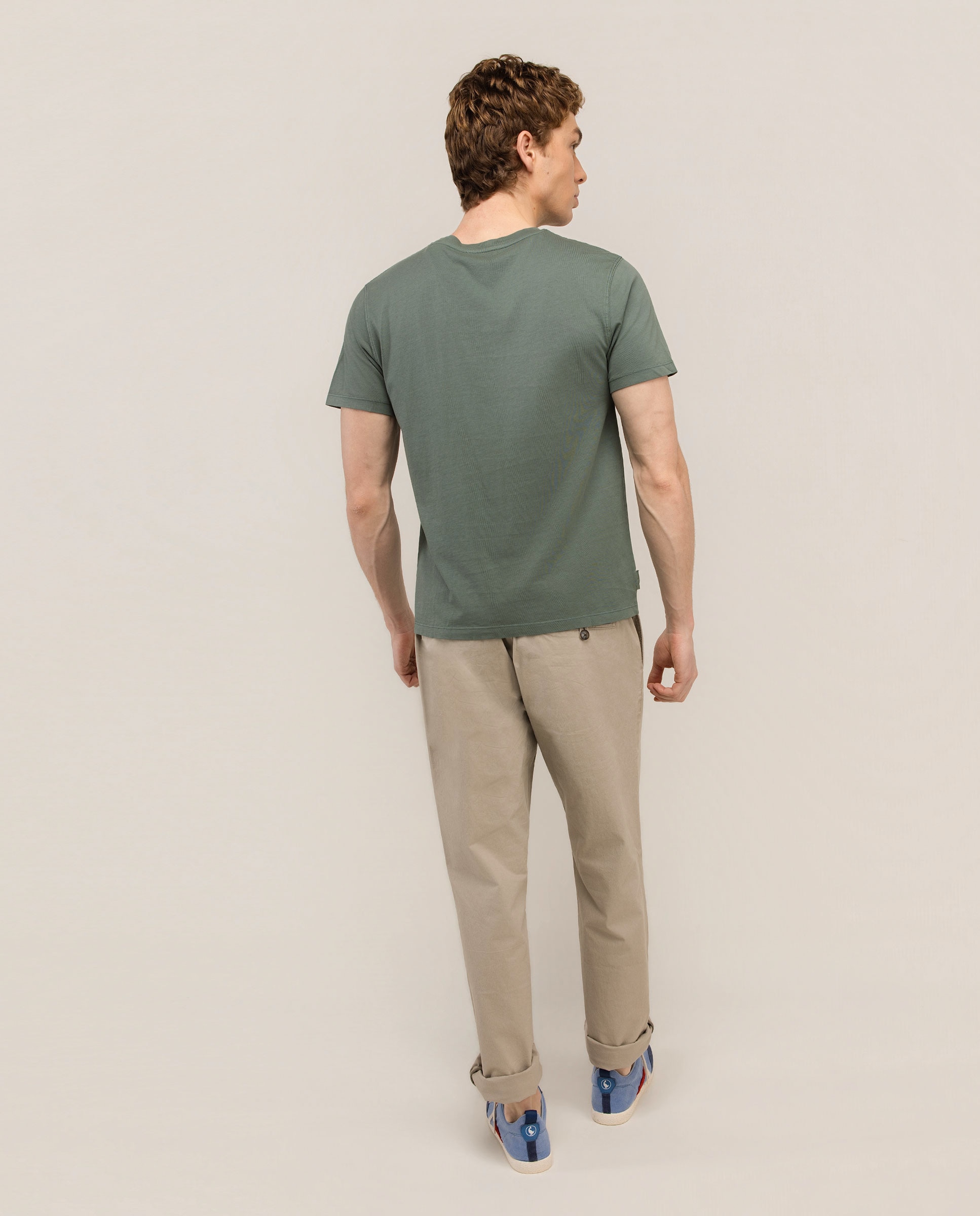 T-shirt Básica Garment Dyed Verde-escuro-3