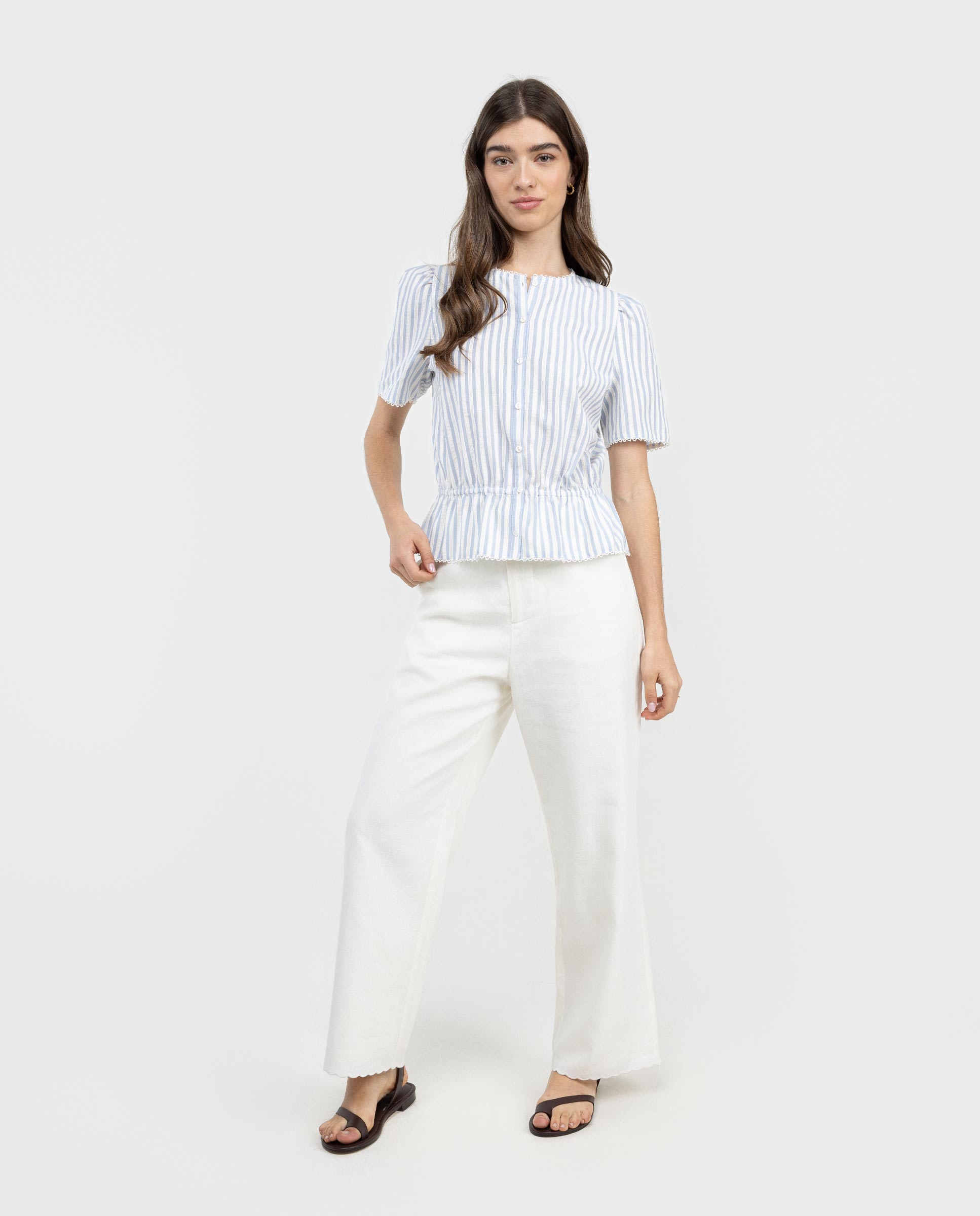 Camisa Nala Às Riscas em Amarelo Azul-celeste-2