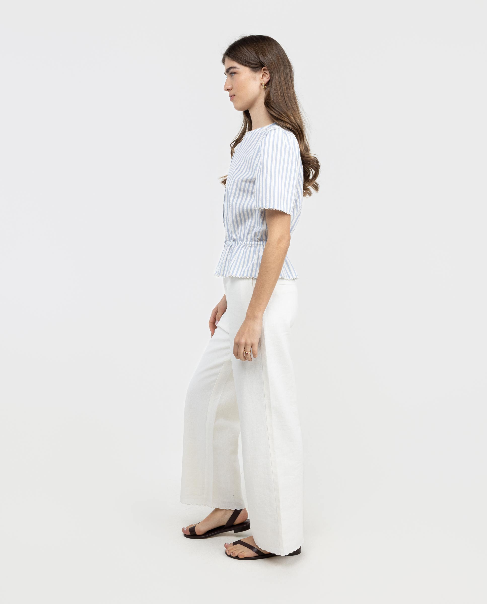 Camisa Nala Às Riscas em Amarelo Azul-celeste-3