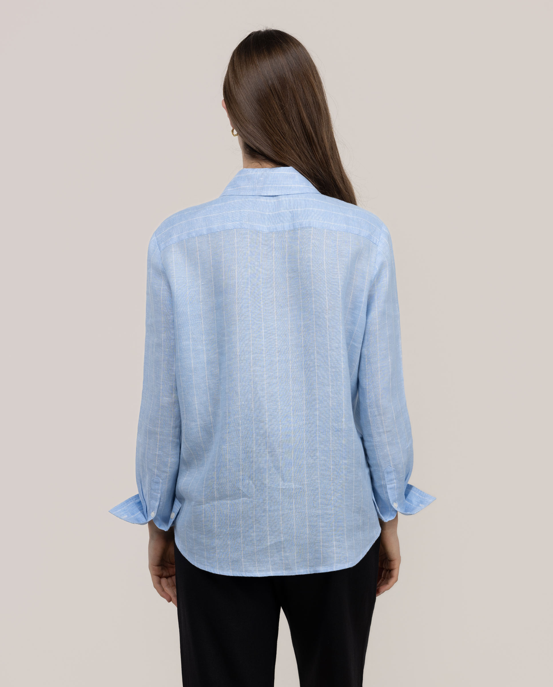 Camisa Rose de Linho em Amarelo Azul-4