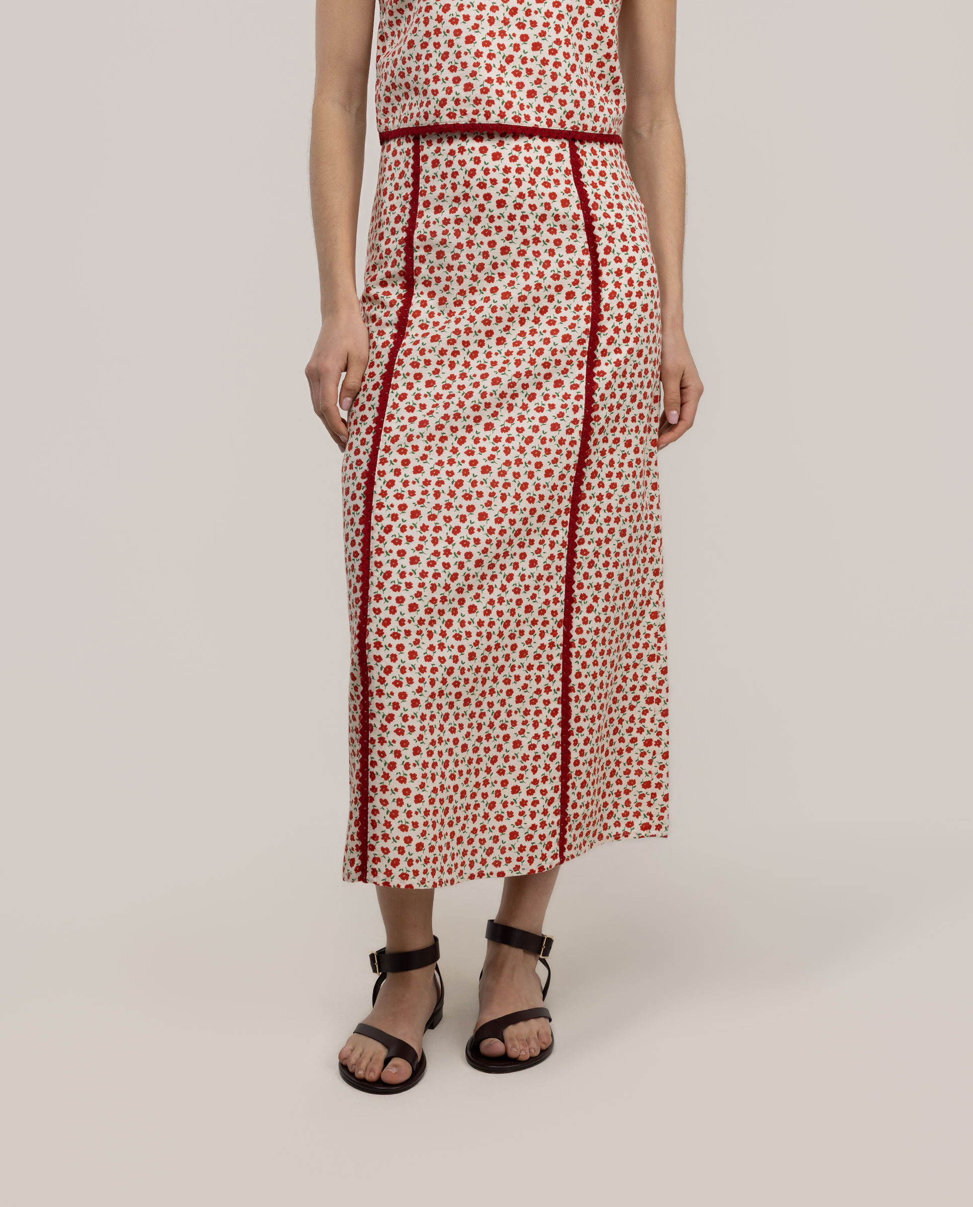 Saia Estampada Lena Vermelho-2