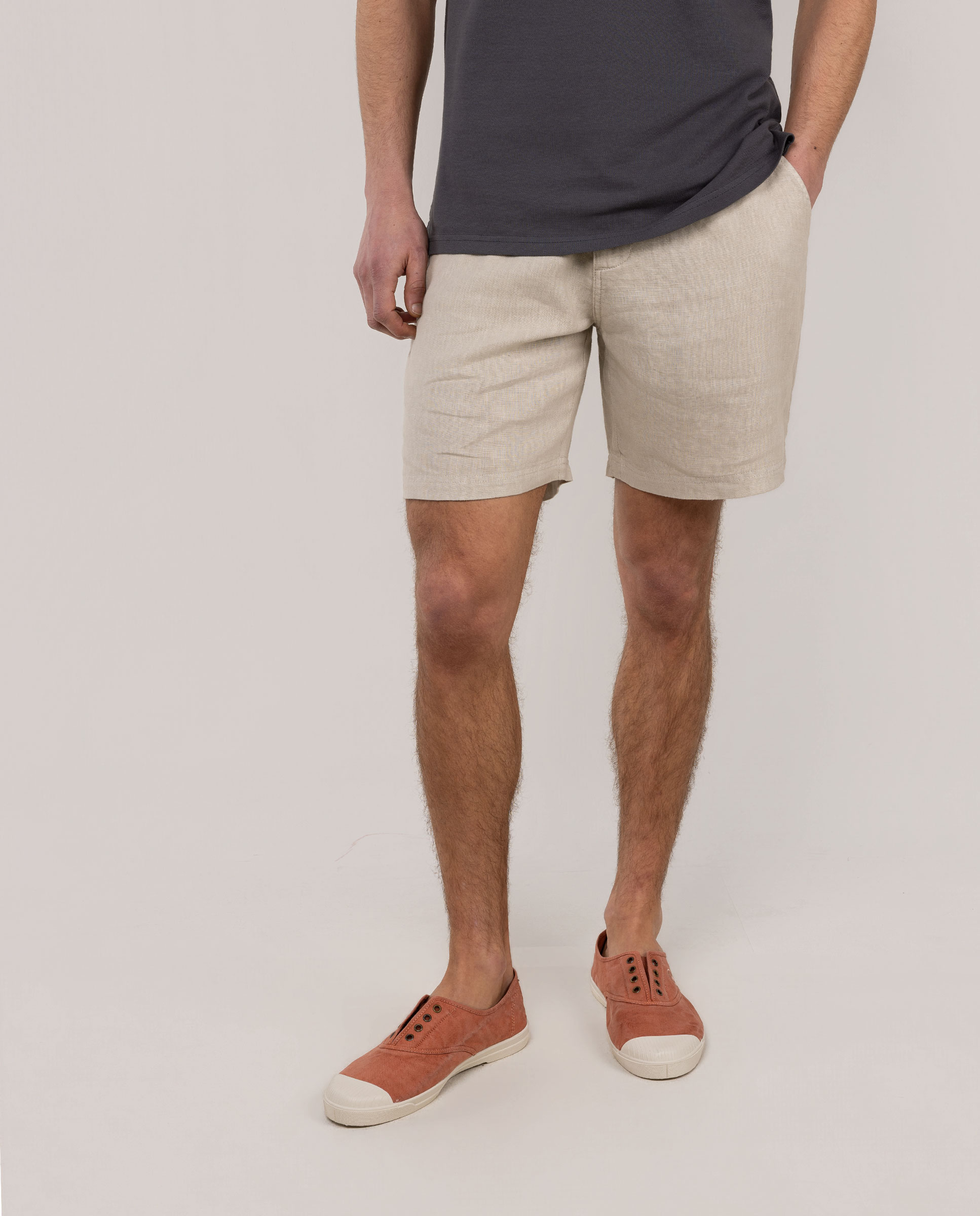 Bermudas de Linho Lisa Cru-2