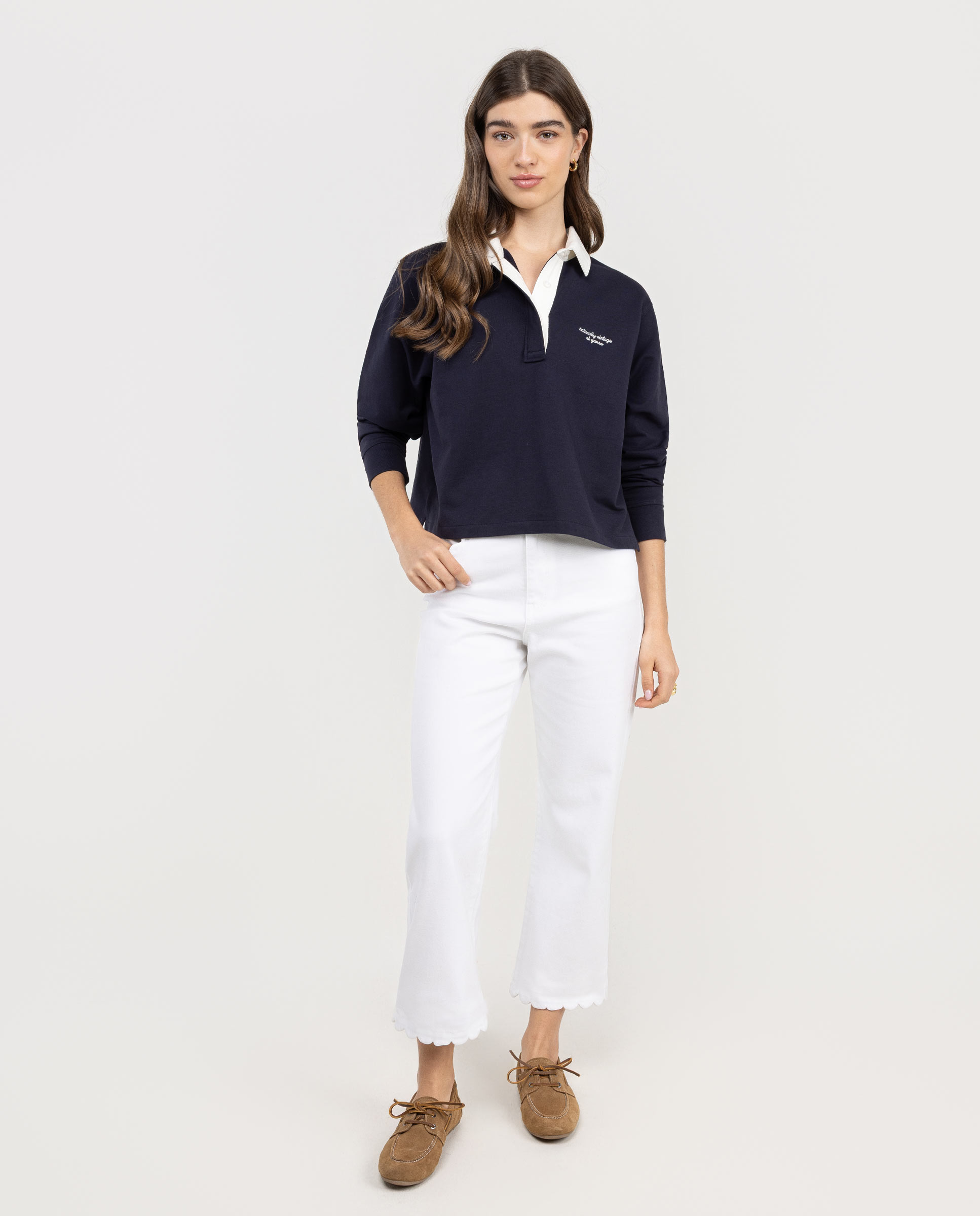 Sweat com Gola Polo Abby Azul-marinho / Rosa-2