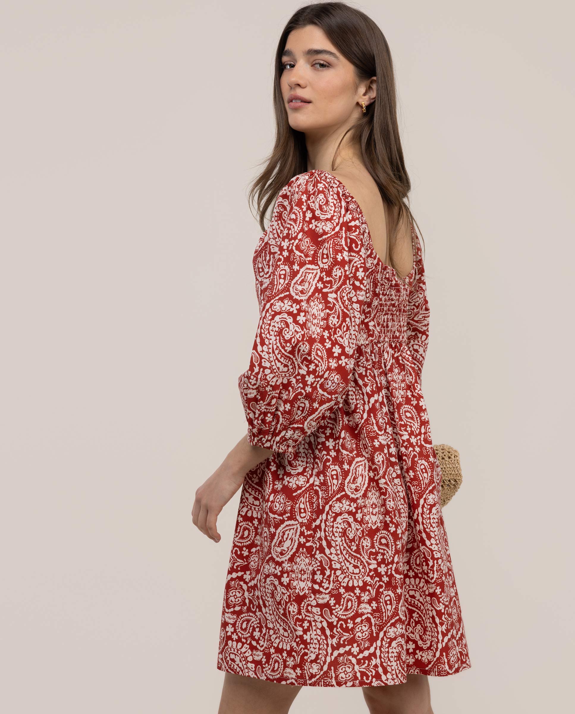 Vestido Estampado Vinita Vermelho-3