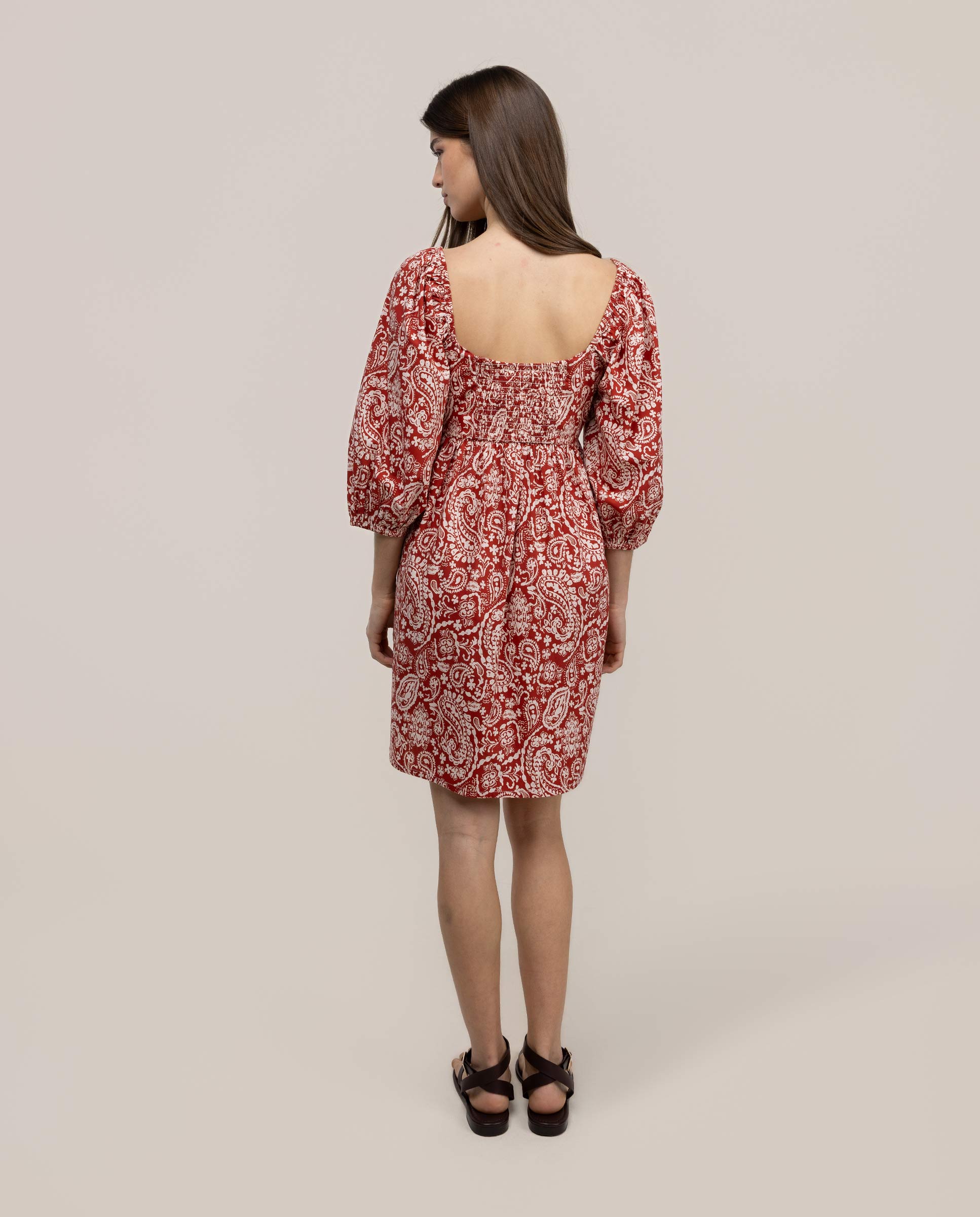 Vestido Estampado Vinita Vermelho-4