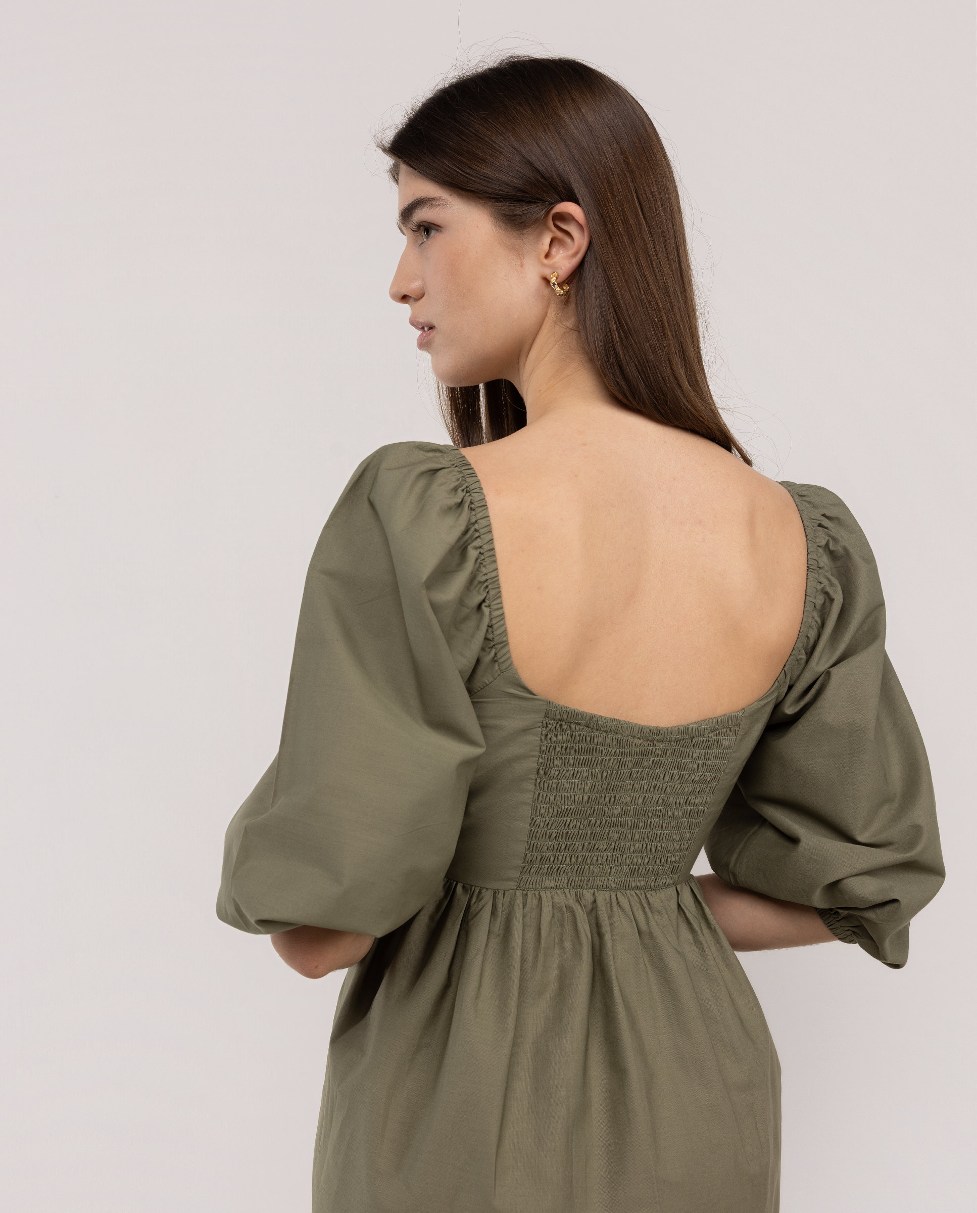 Vestido de Algodão Curto Verde-3