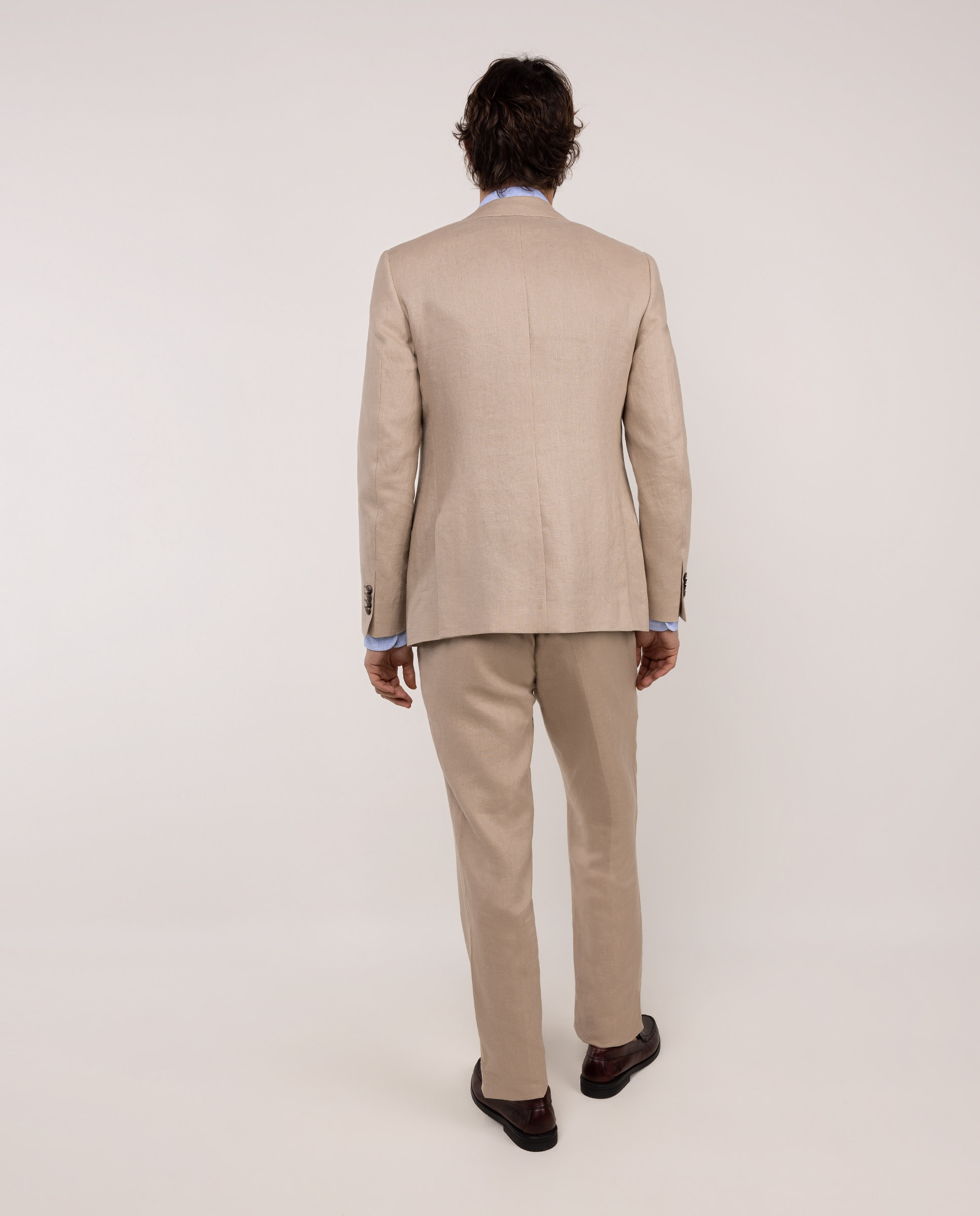 Blazer de Linho Liso Bege-4