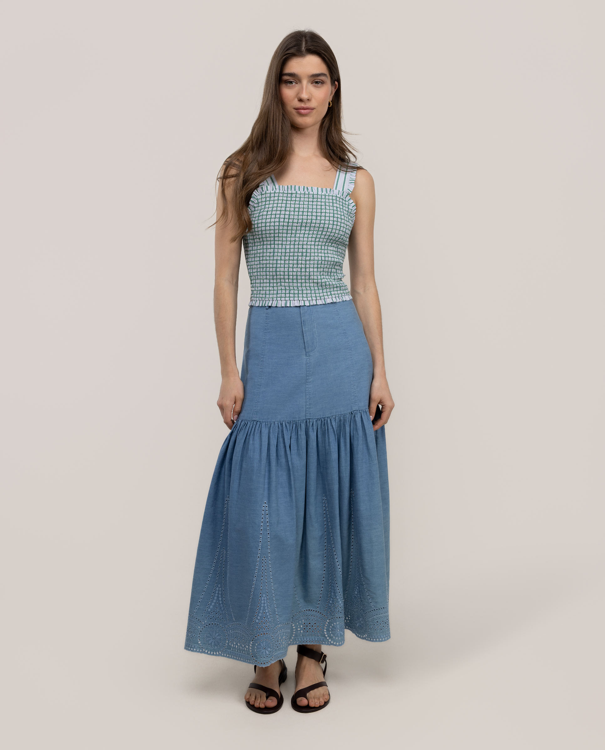 Top Às Riscas Greta Verde-2