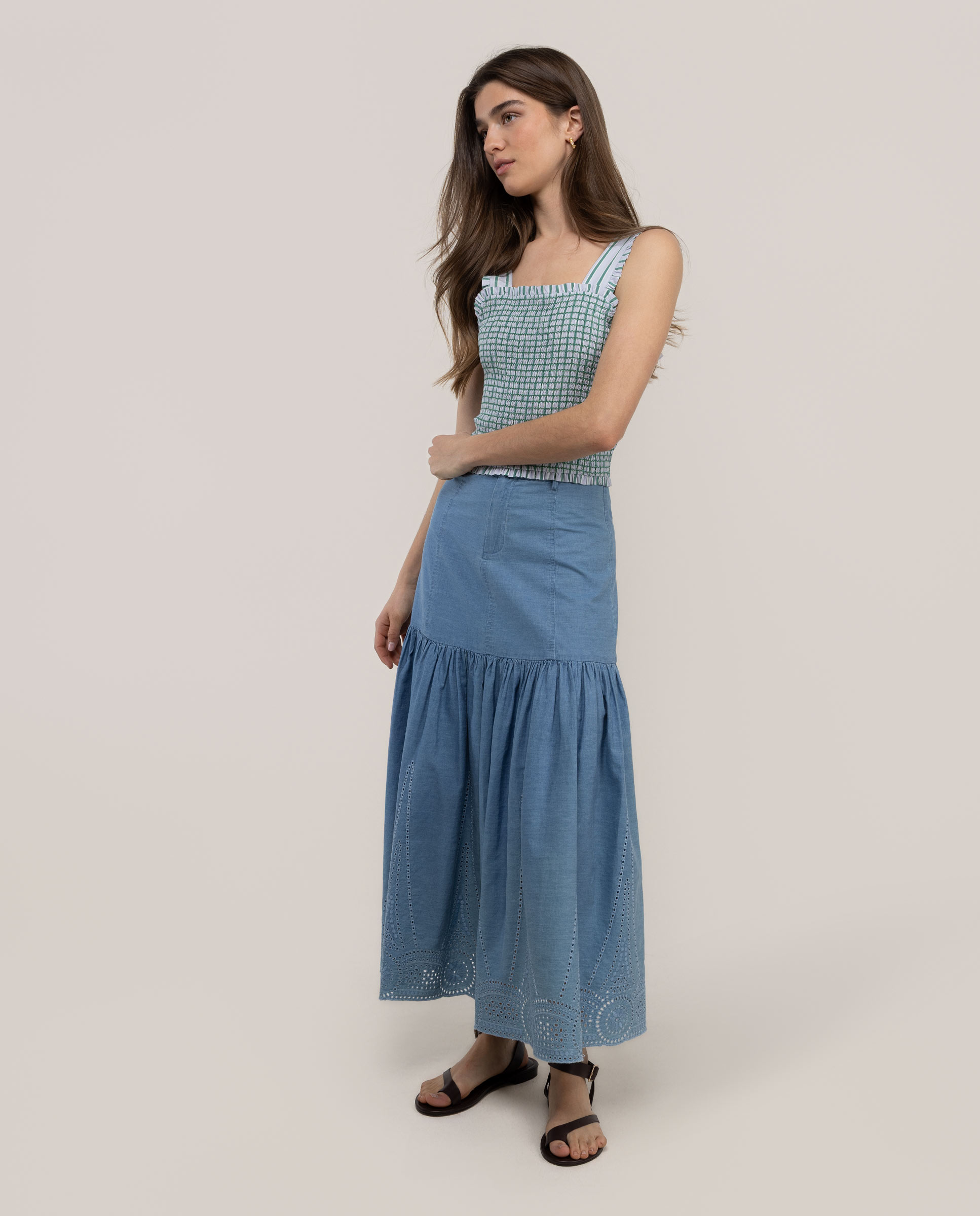 Top Às Riscas Greta Verde-3