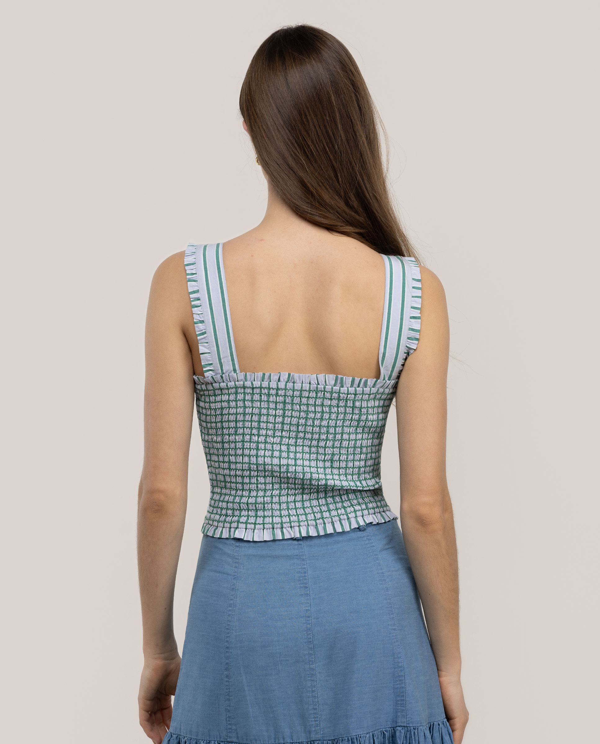 Top Às Riscas Greta Verde-4