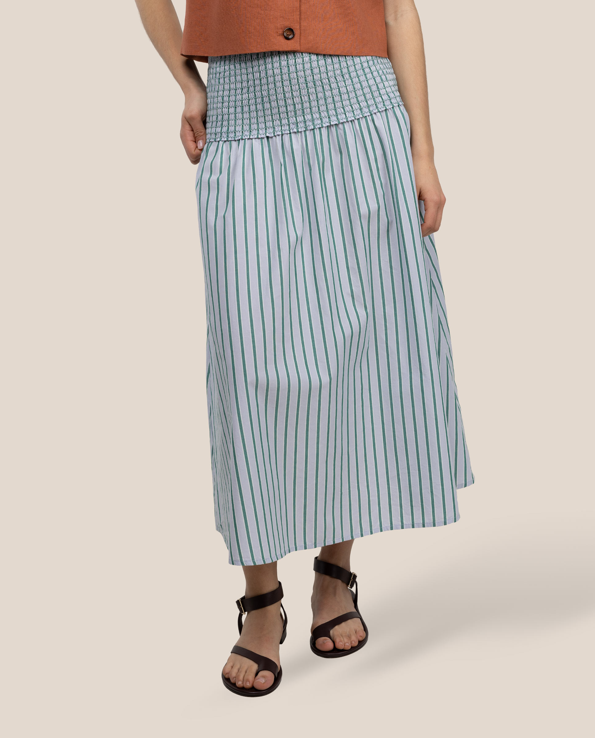 Midi Às Riscas Selena Branco-2