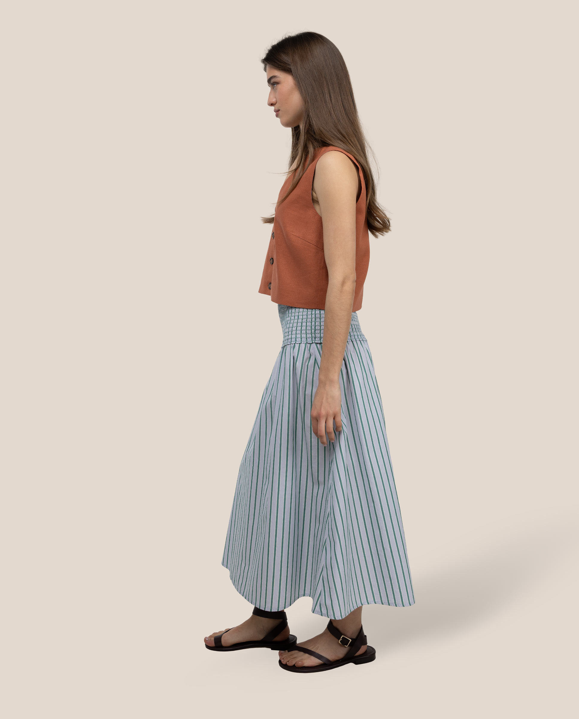 Midi Às Riscas Selena Branco-3