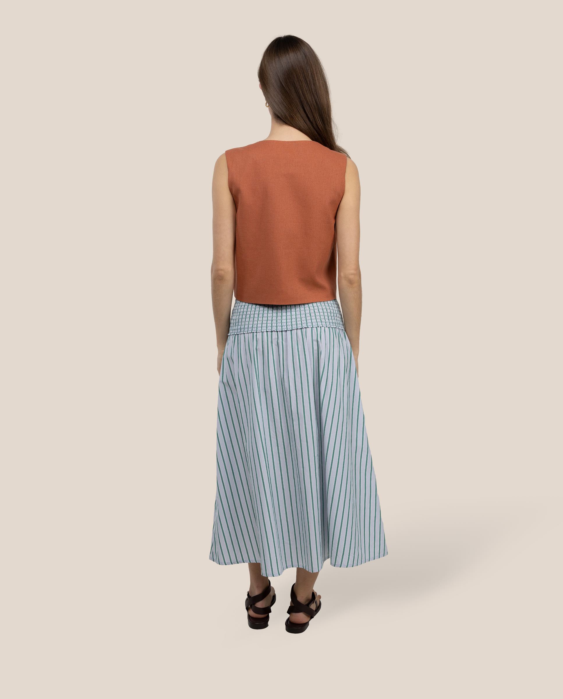 Midi Às Riscas Selena Branco-4