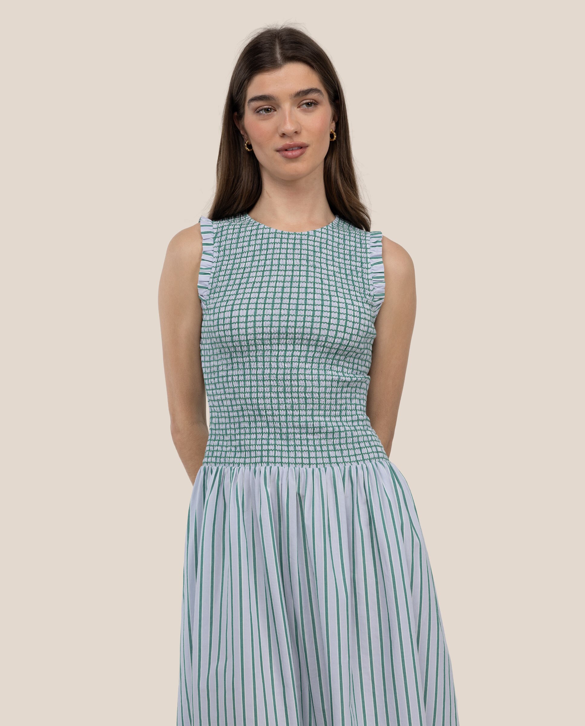 Vestido Midi Às Riscas Valentina Verde-2