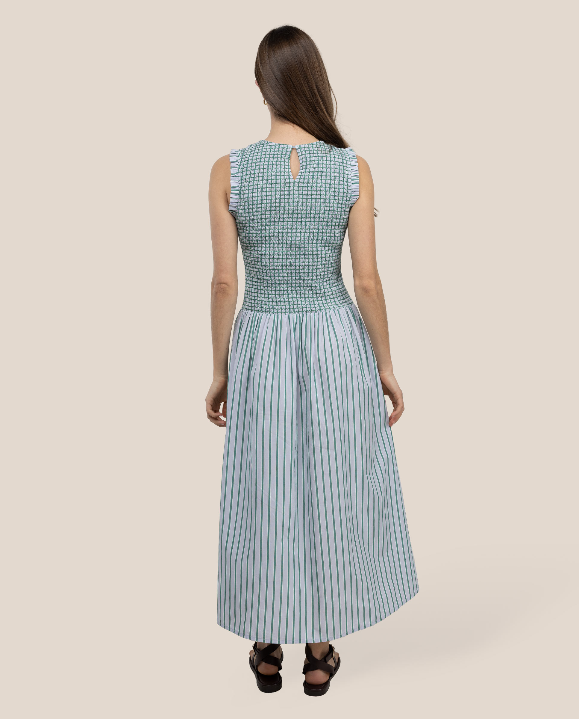 Vestido Midi Às Riscas Valentina Verde-4