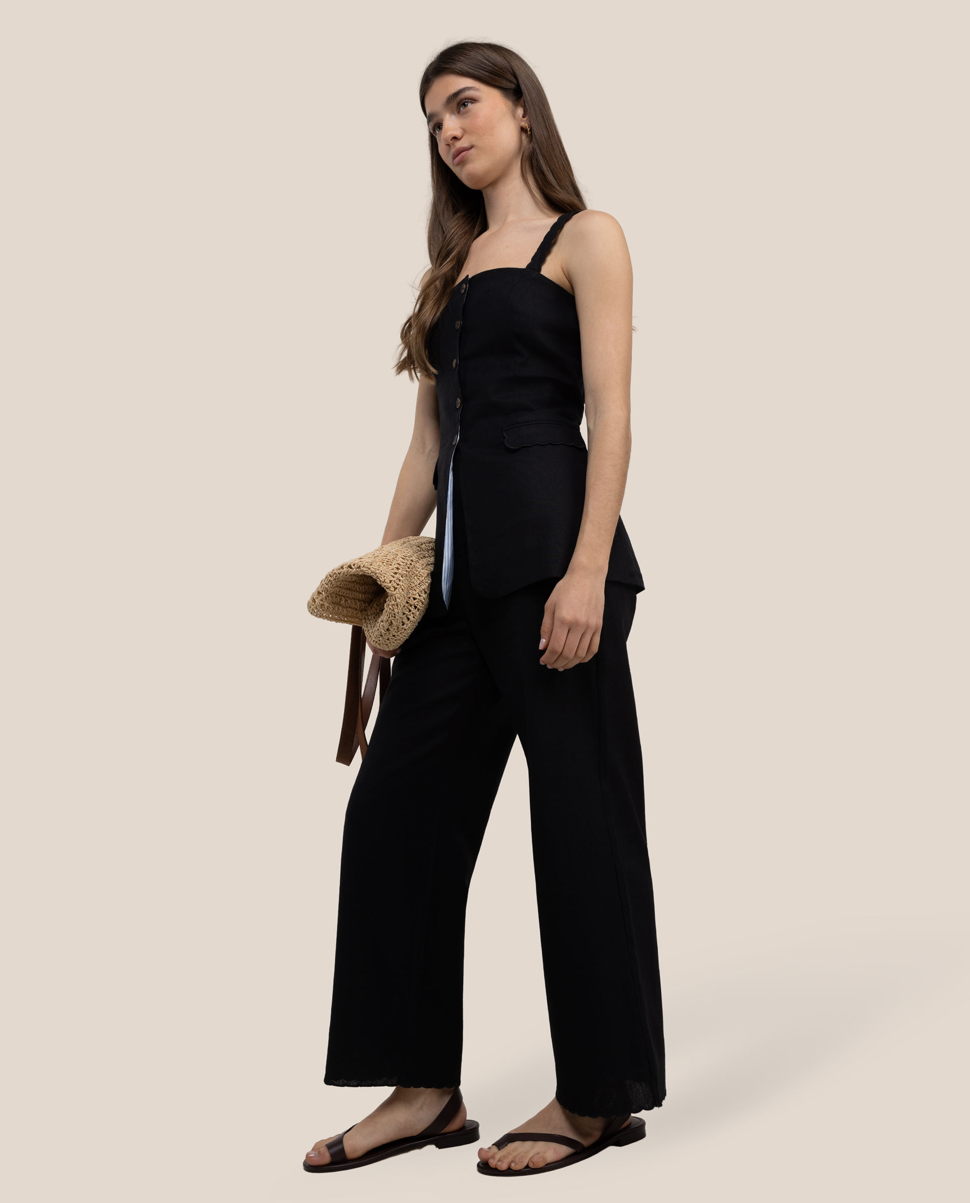 Calças Retas Harper Brancas Preto-3