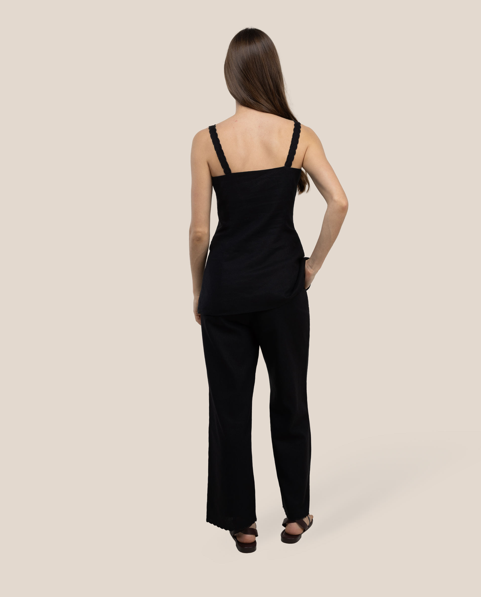 Calças Retas Harper Brancas Preto-4