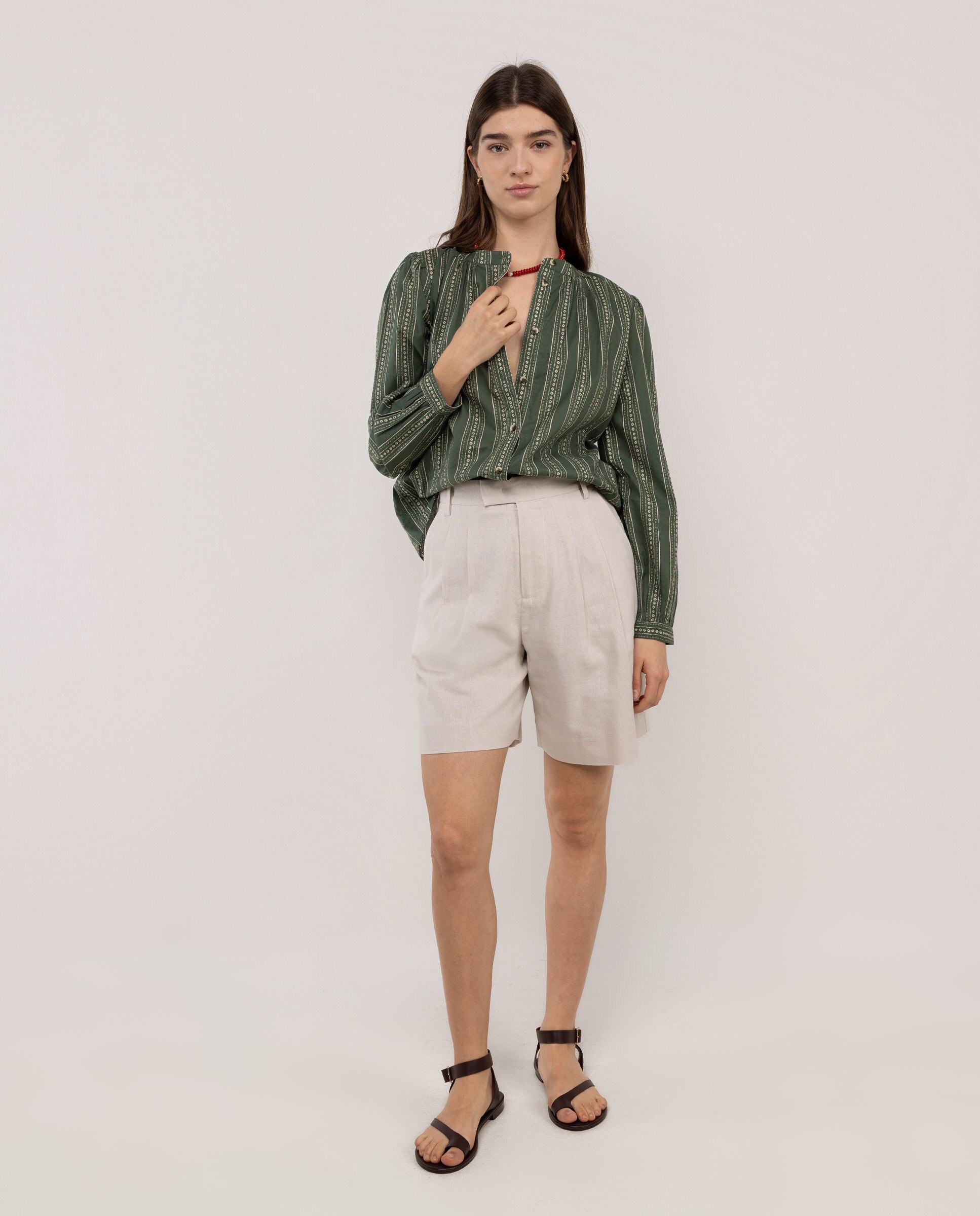 Blusa de Botões Verde-2