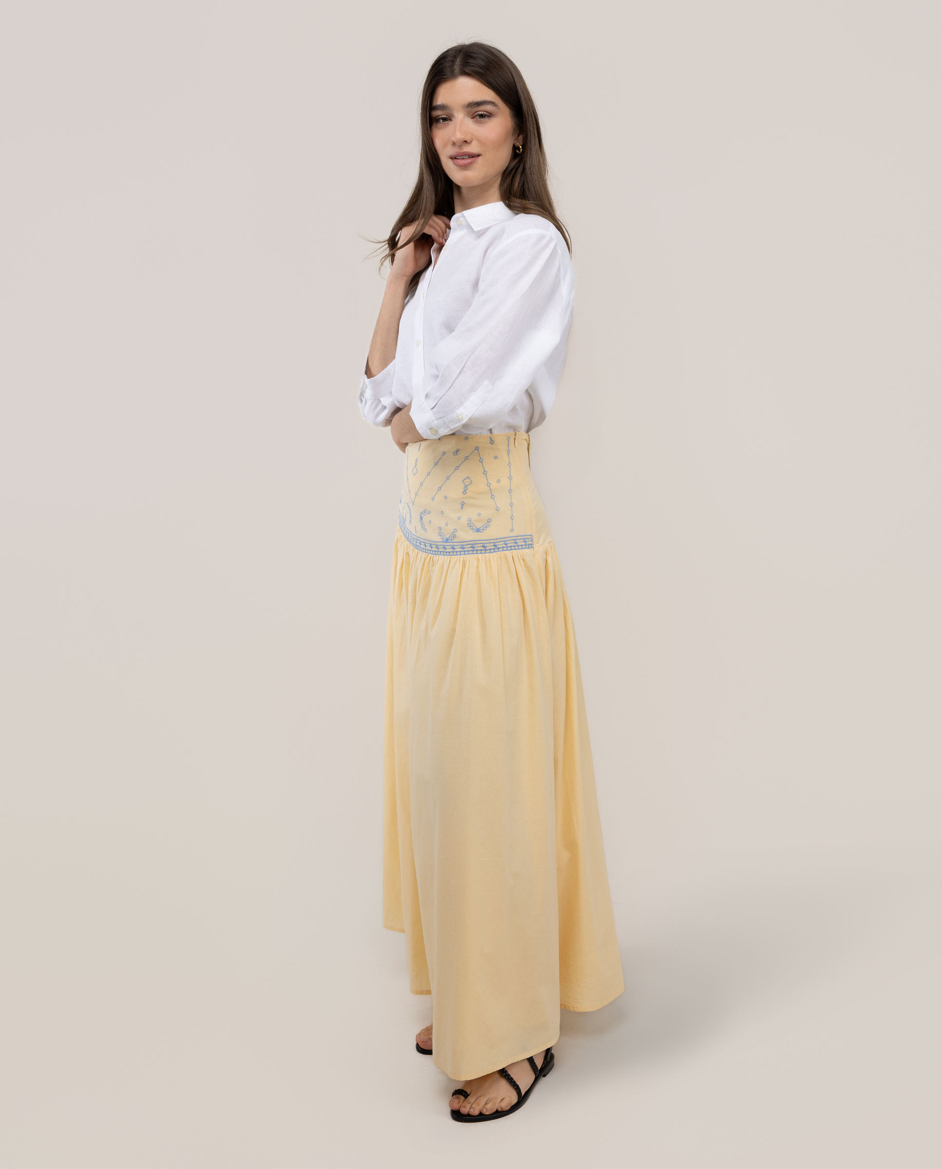 Saia Comprida Manuela Amarelo-3