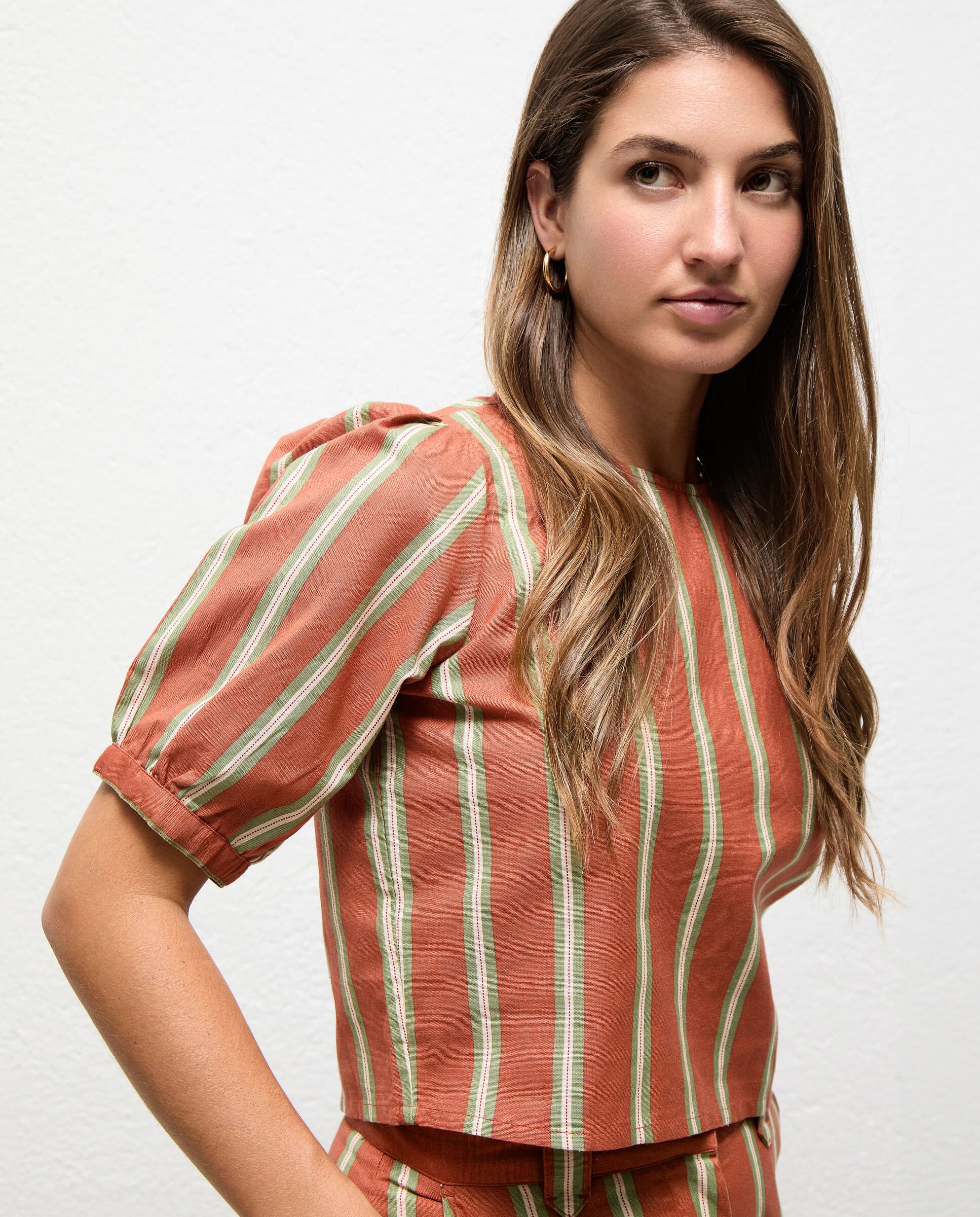 Top Paloma Coral Às Riscas Vermelho-2