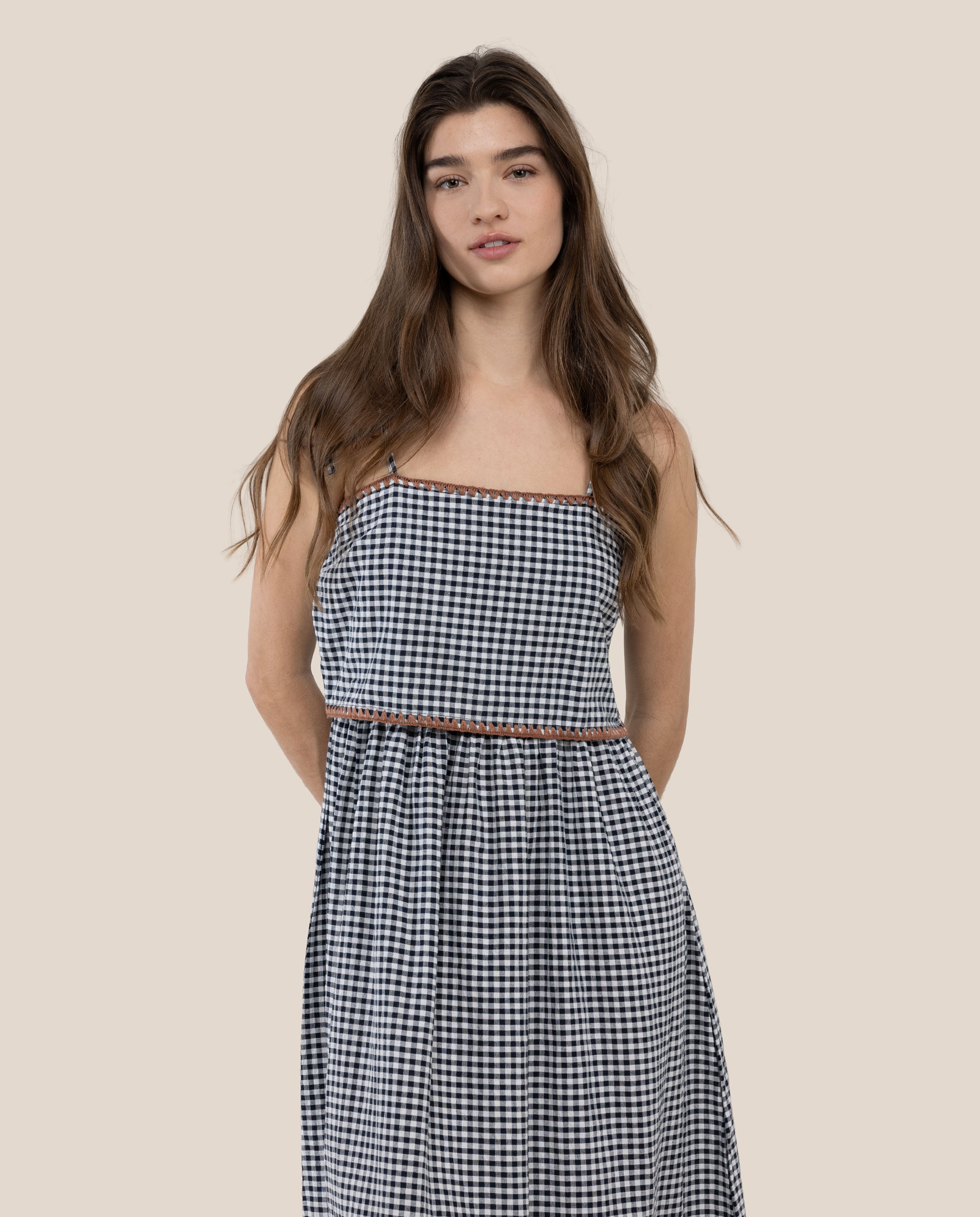 Vestido Comprido Vichy Bianca Azul-2