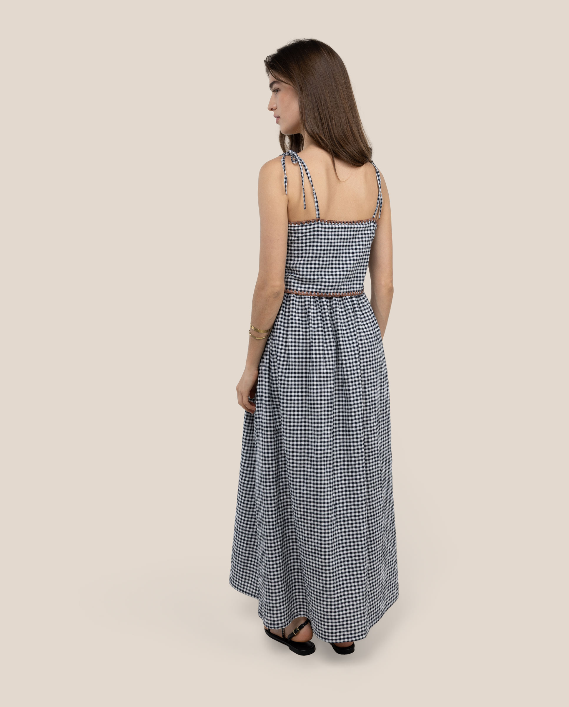 Vestido Comprido Vichy Bianca Azul-4
