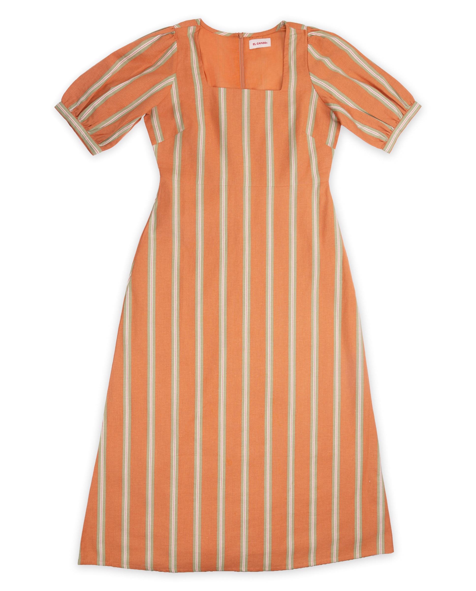 Vestido Vittoria Coral Às Riscas Vermelho-3