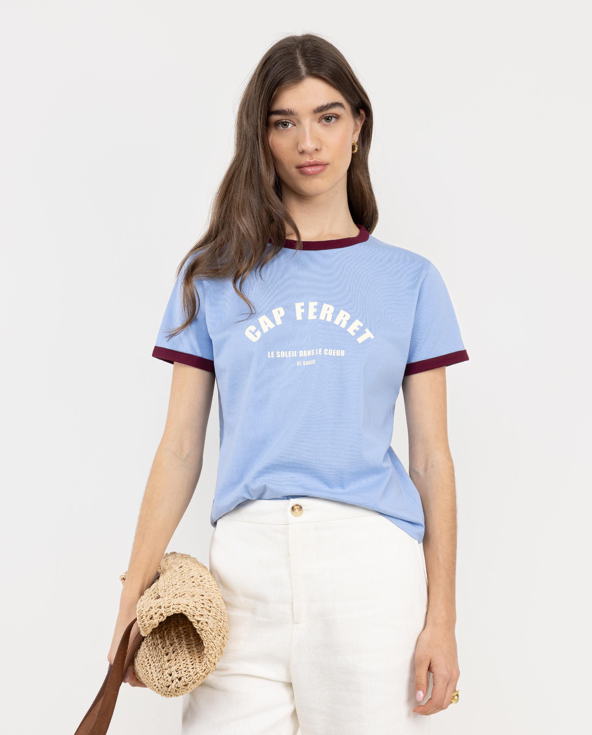 T-shirt Norma com Estampado Cap Ferret Azul-celeste-1