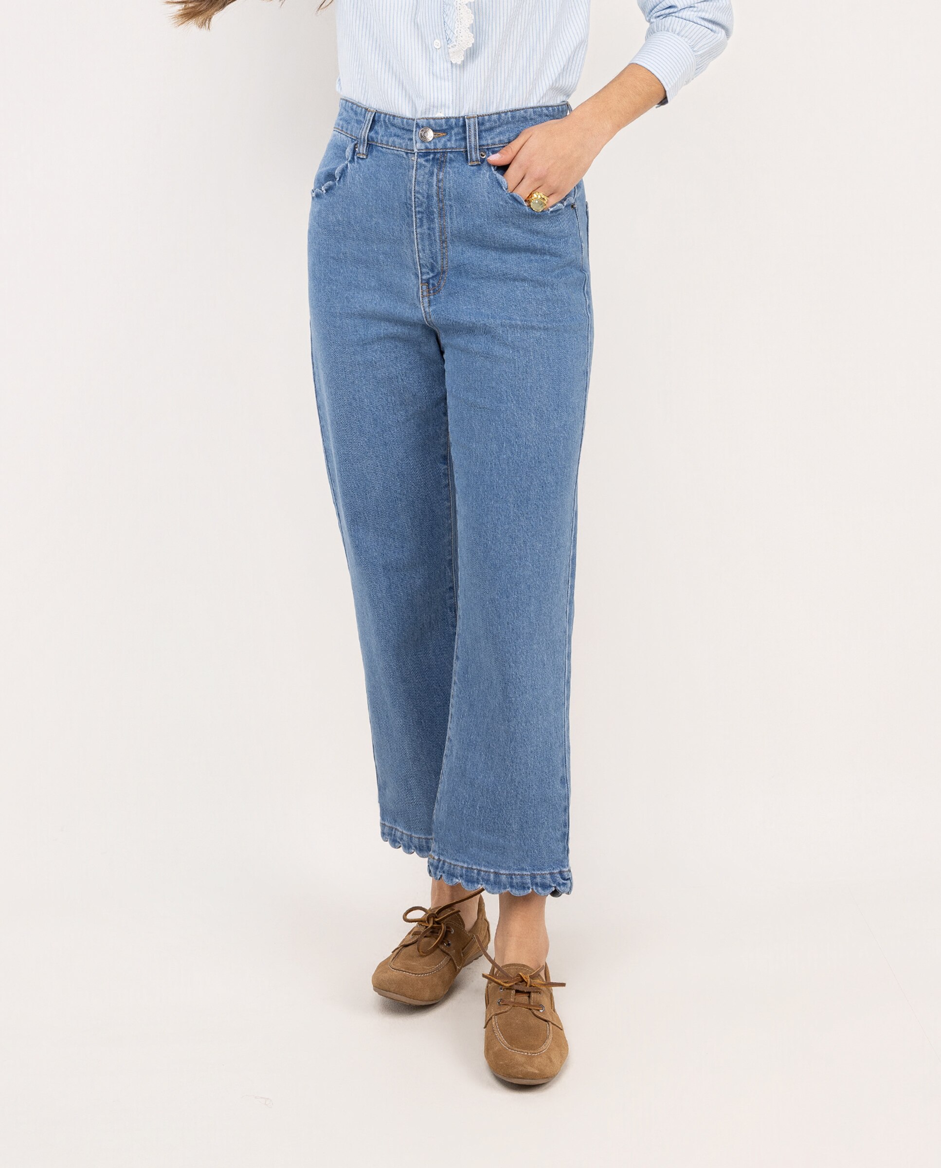 Calças Denim Lisas Seline Azul-2