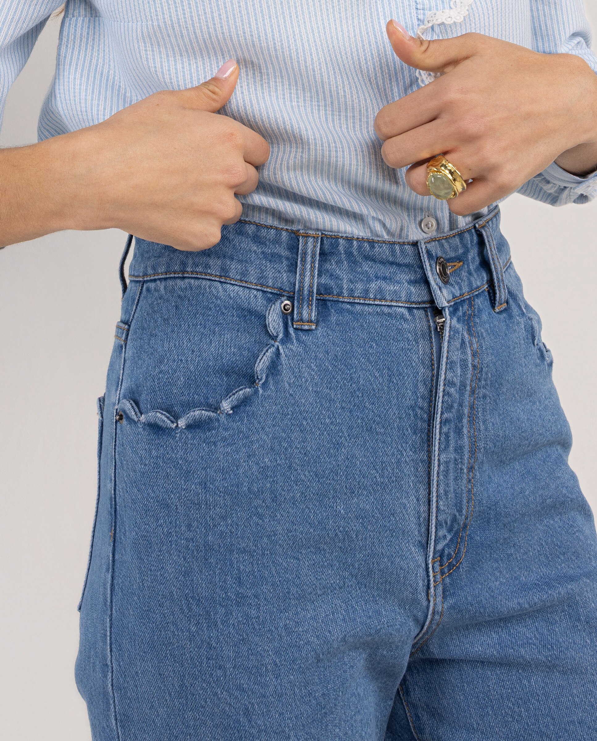 Calças Denim Lisas Seline Azul-4