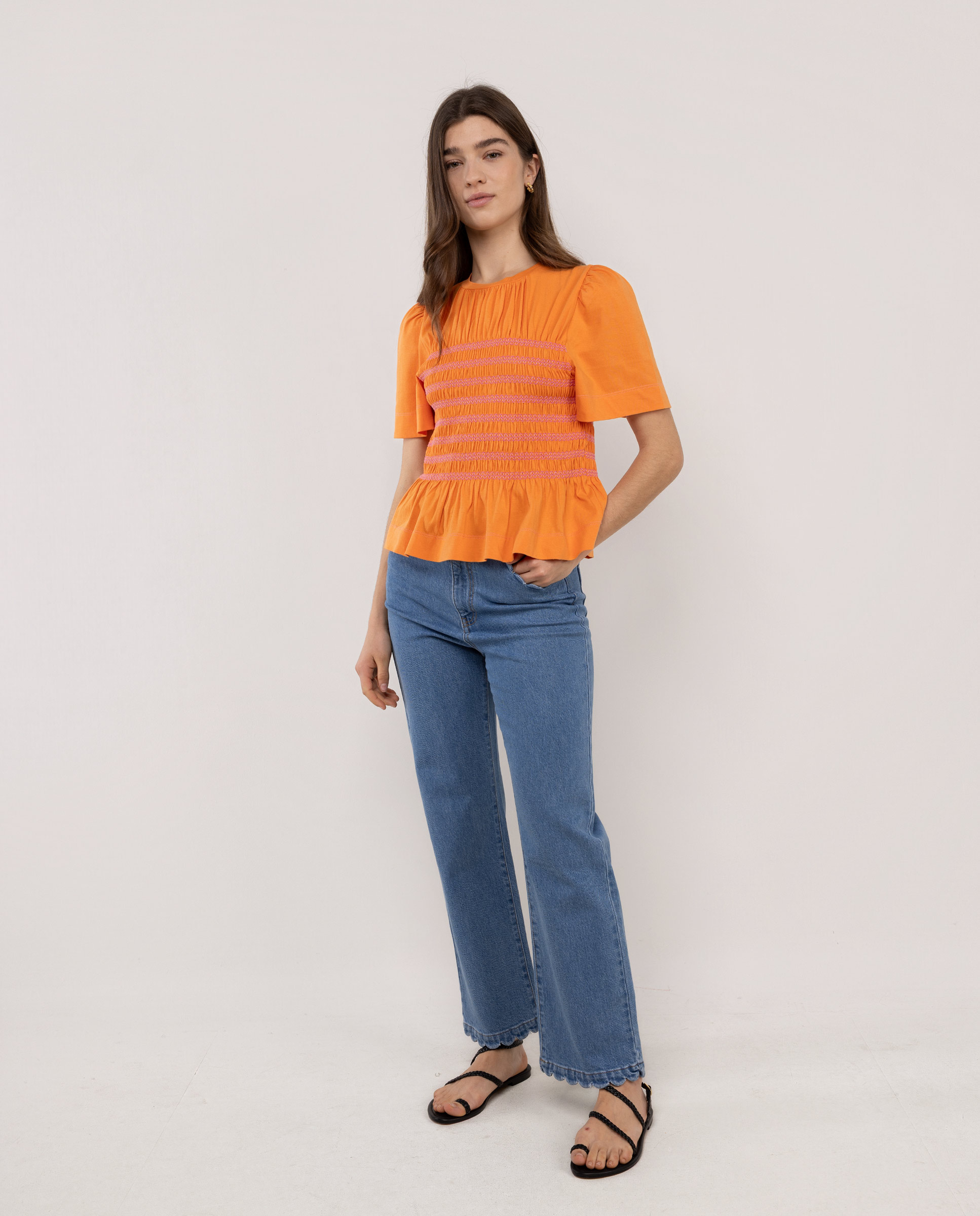 T-shirt com Estampado Laranja-2