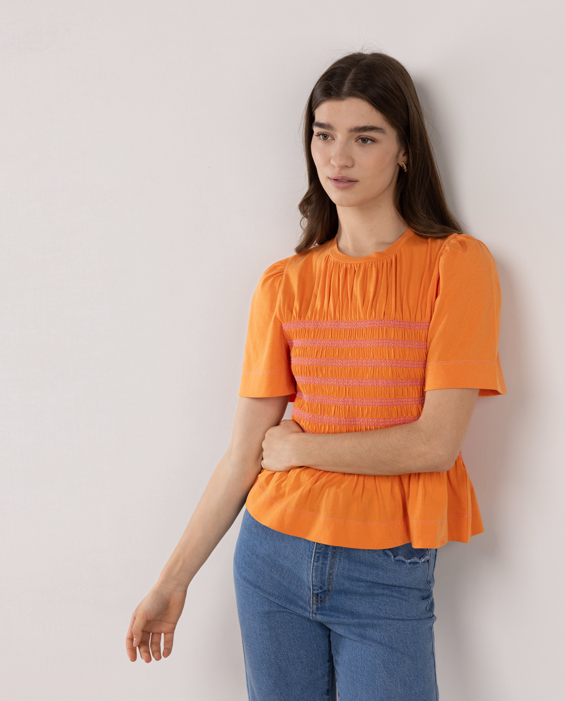 T-shirt com Estampado Laranja-4