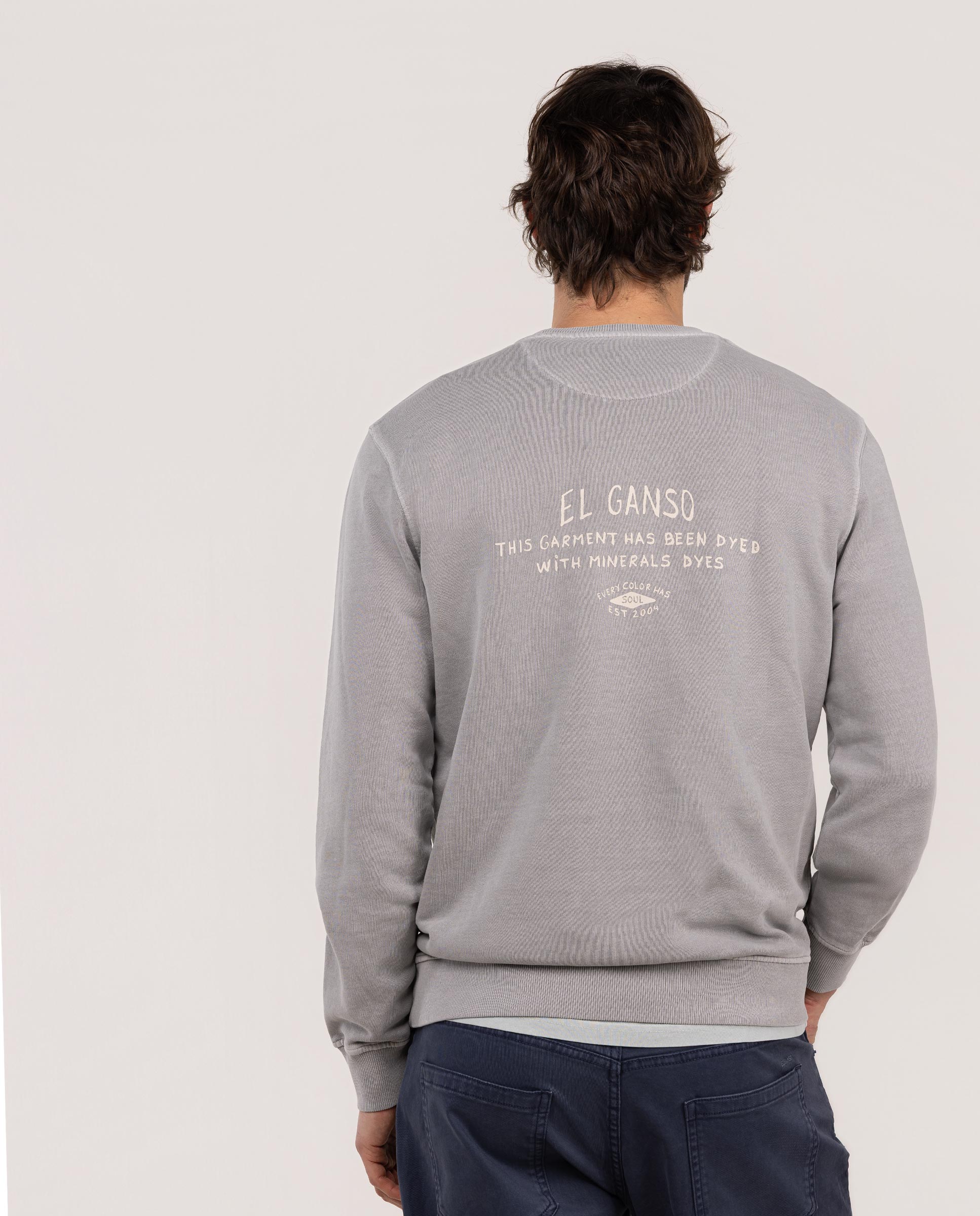 Sweatshirt com Gola Redonda e Print de Logo Cinzento-4