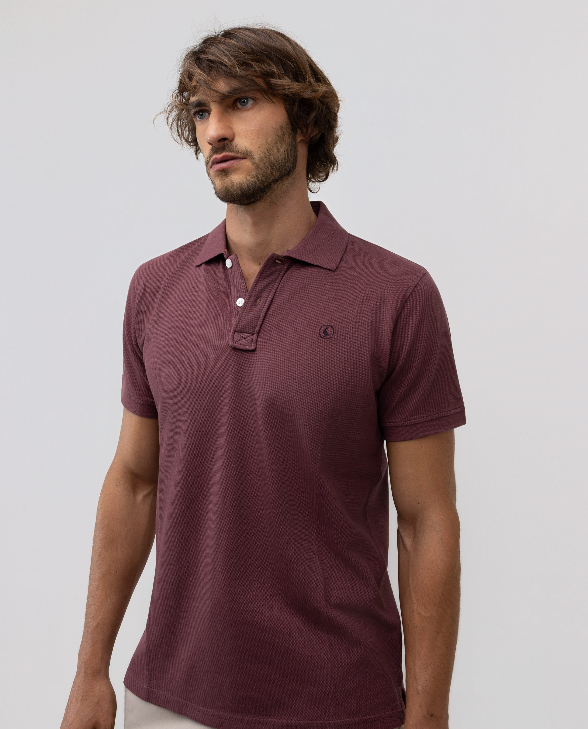 Polo Piqué Liso Grená-3