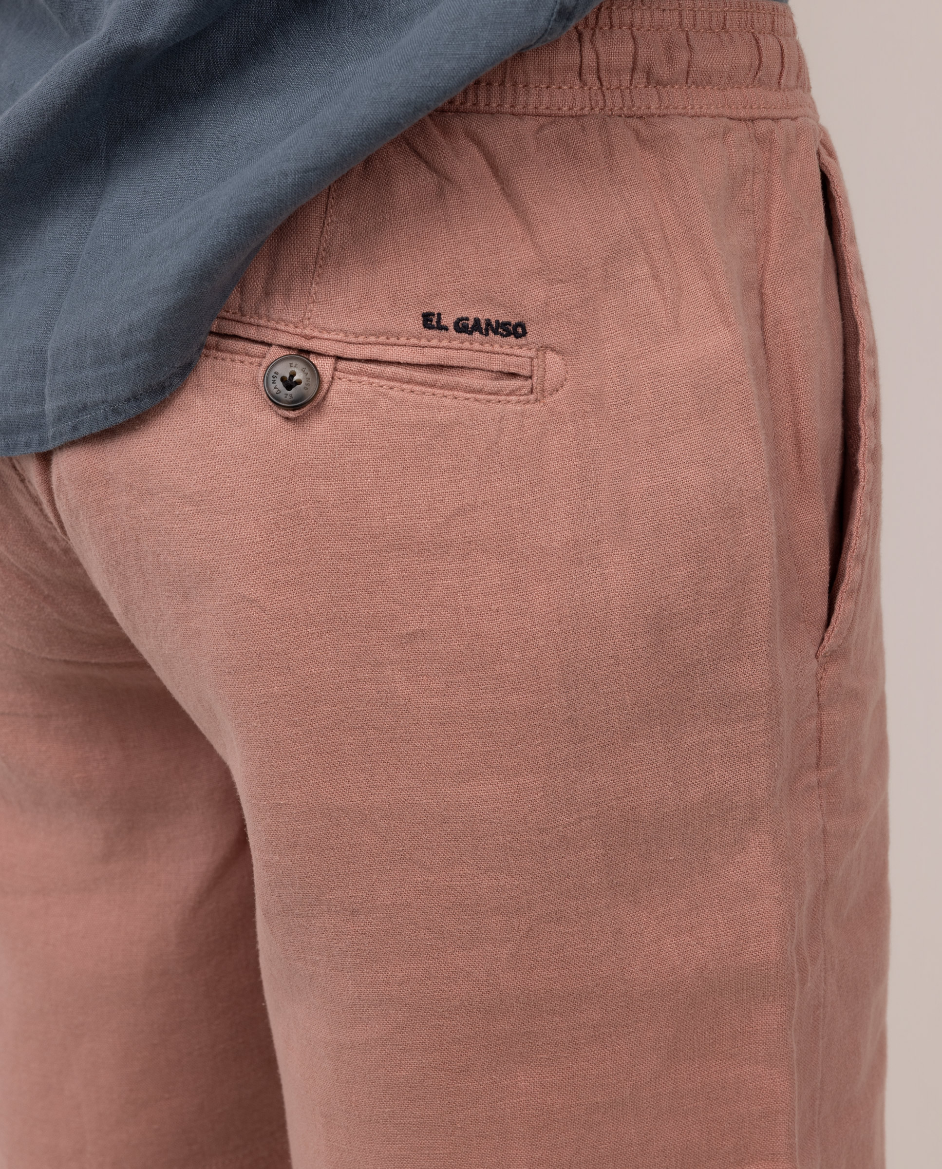 Bermudas de Linho Lisas Vermelho-4